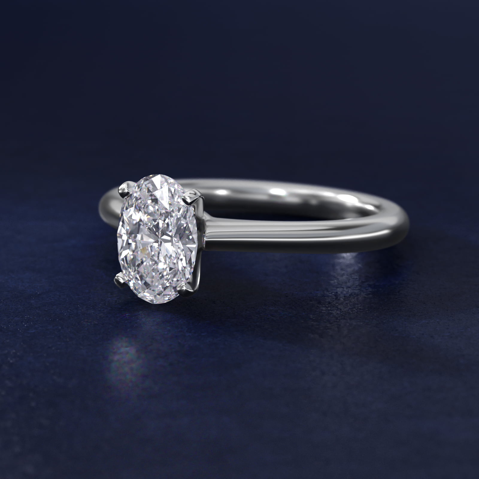 Oval Cut 1.5 CT Certified Lab-Grown Diamond Petite Solitaire Engagement Ring In 14K White Gold