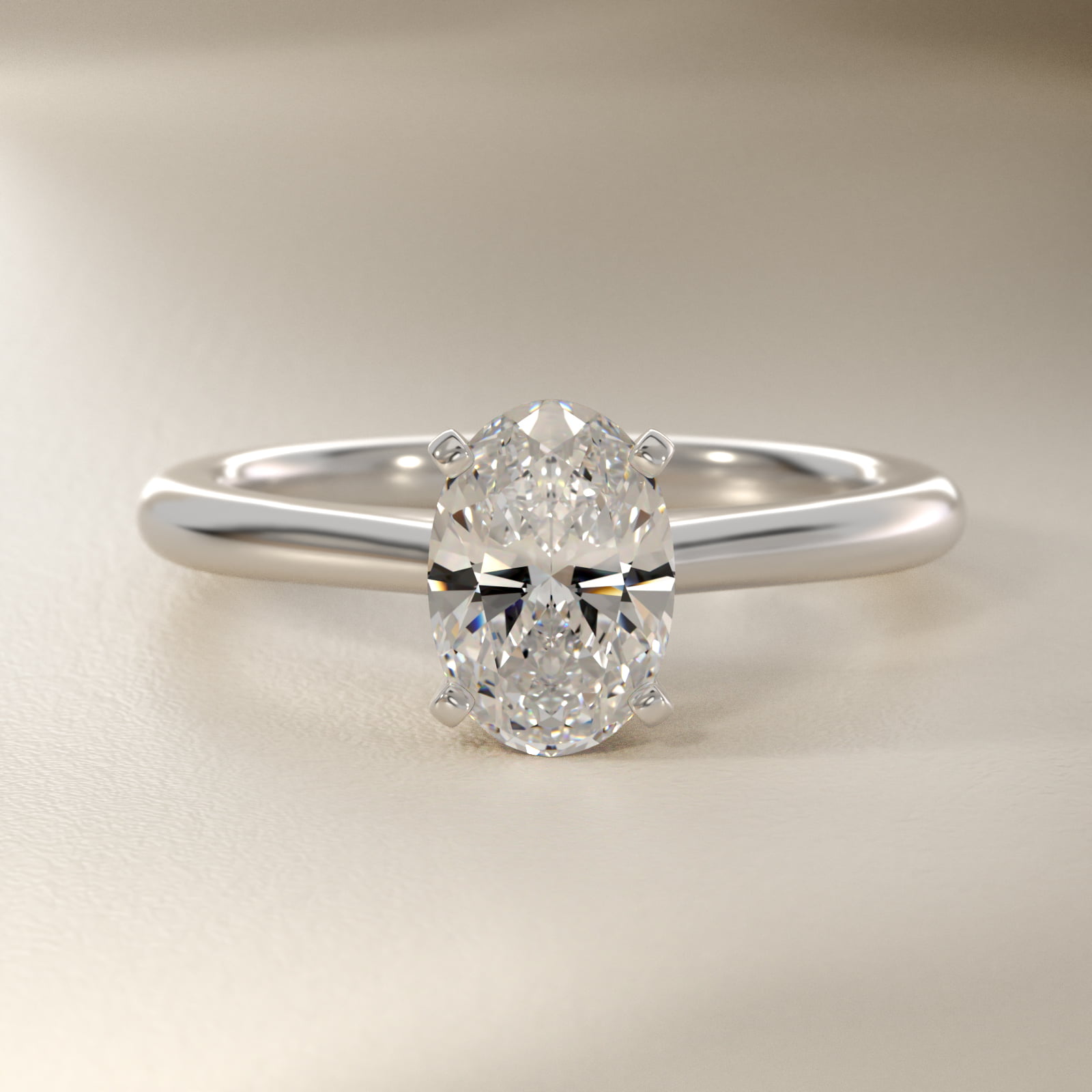 Oval Cut 1.5 CT Certified Lab-Grown Diamond Petite Solitaire Engagement Ring In Platinum