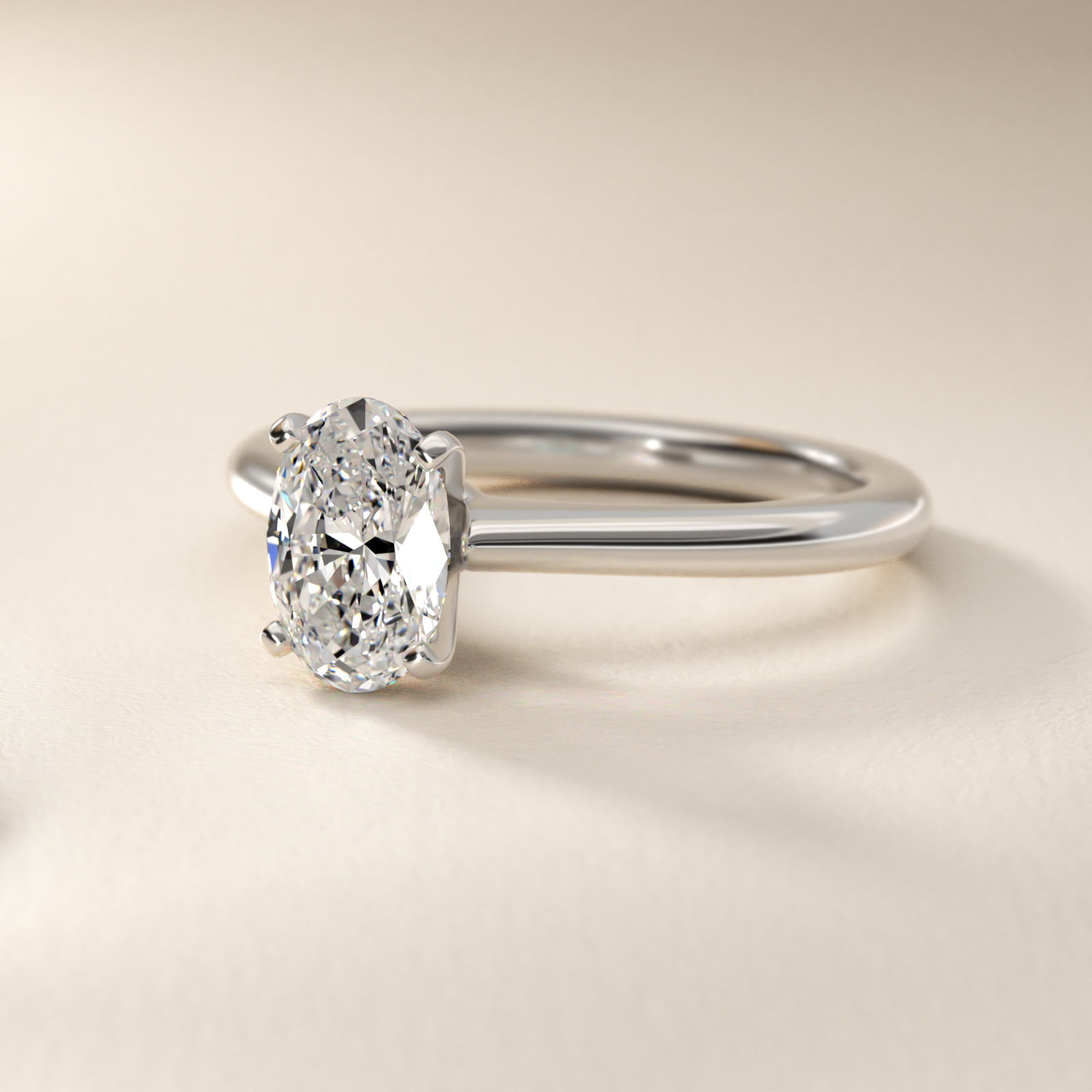 Oval Cut 2 CT Certified Lab-Grown Diamond Petite Solitaire Engagement Ring In Platinum