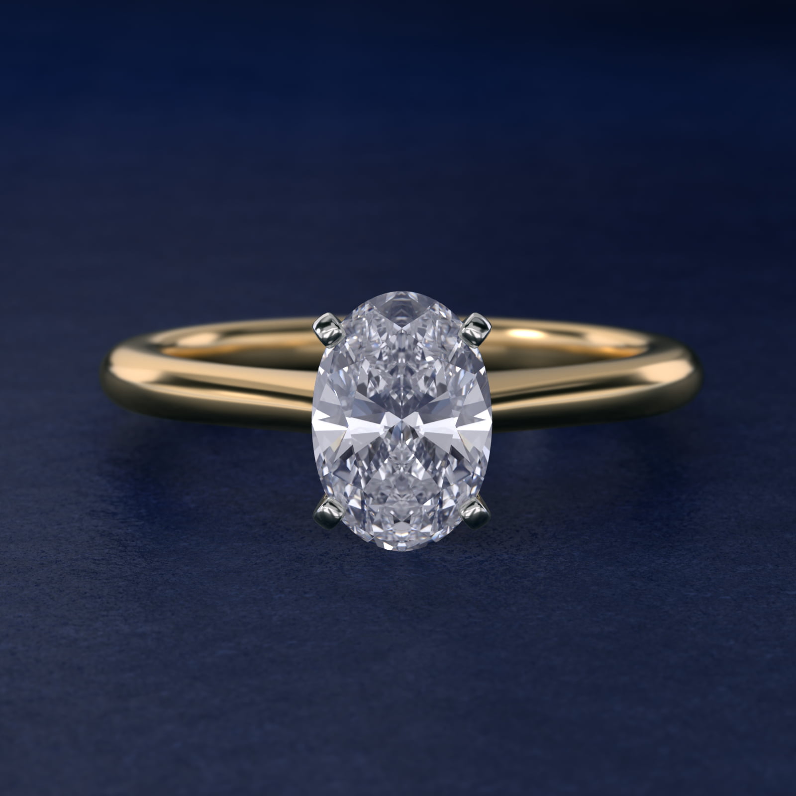 Oval Cut 2 CT Certified Lab-Grown Diamond Petite Solitaire Engagement Ring In 14K Yellow Gold