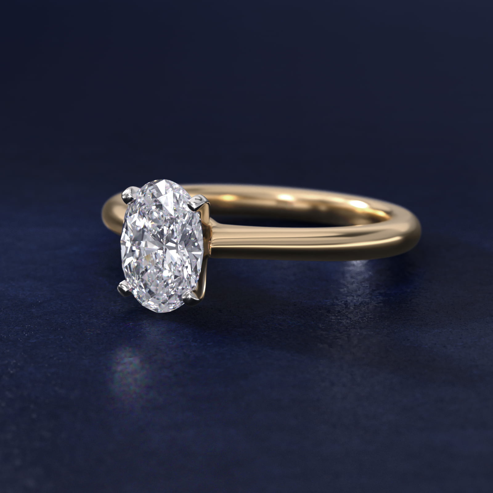 Oval Cut 1.5 CT Certified Lab-Grown Diamond Petite Solitaire Engagement Ring In 14K Yellow Gold