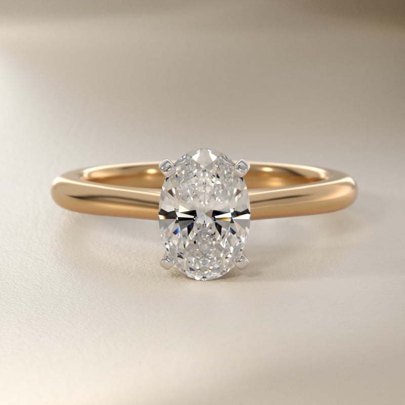 Oval Cut 1 CT Certified Lab-Grown Diamond Petite Solitaire Engagement Ring In 14K Yellow Gold