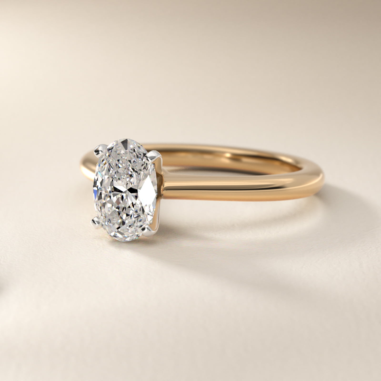 Oval Cut 2.5 CT Certified Lab-Grown Diamond Petite Solitaire Engagement Ring In 14K Yellow Gold