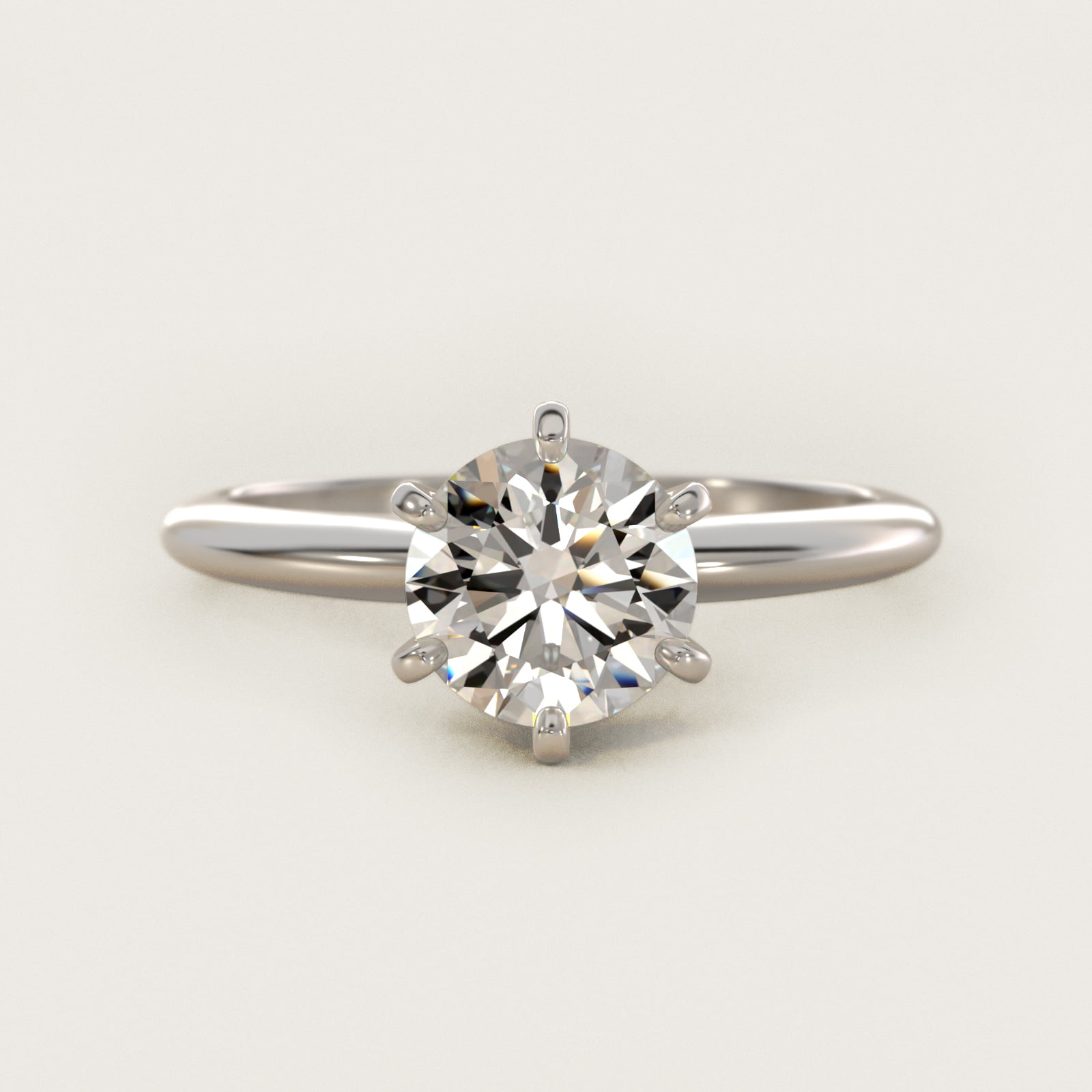 2 1/3 CT. GIA Certified Round Lab Created Diamond Size 5 Classic Six-Prong Solitaire Engagement Ring in 18k White Gold