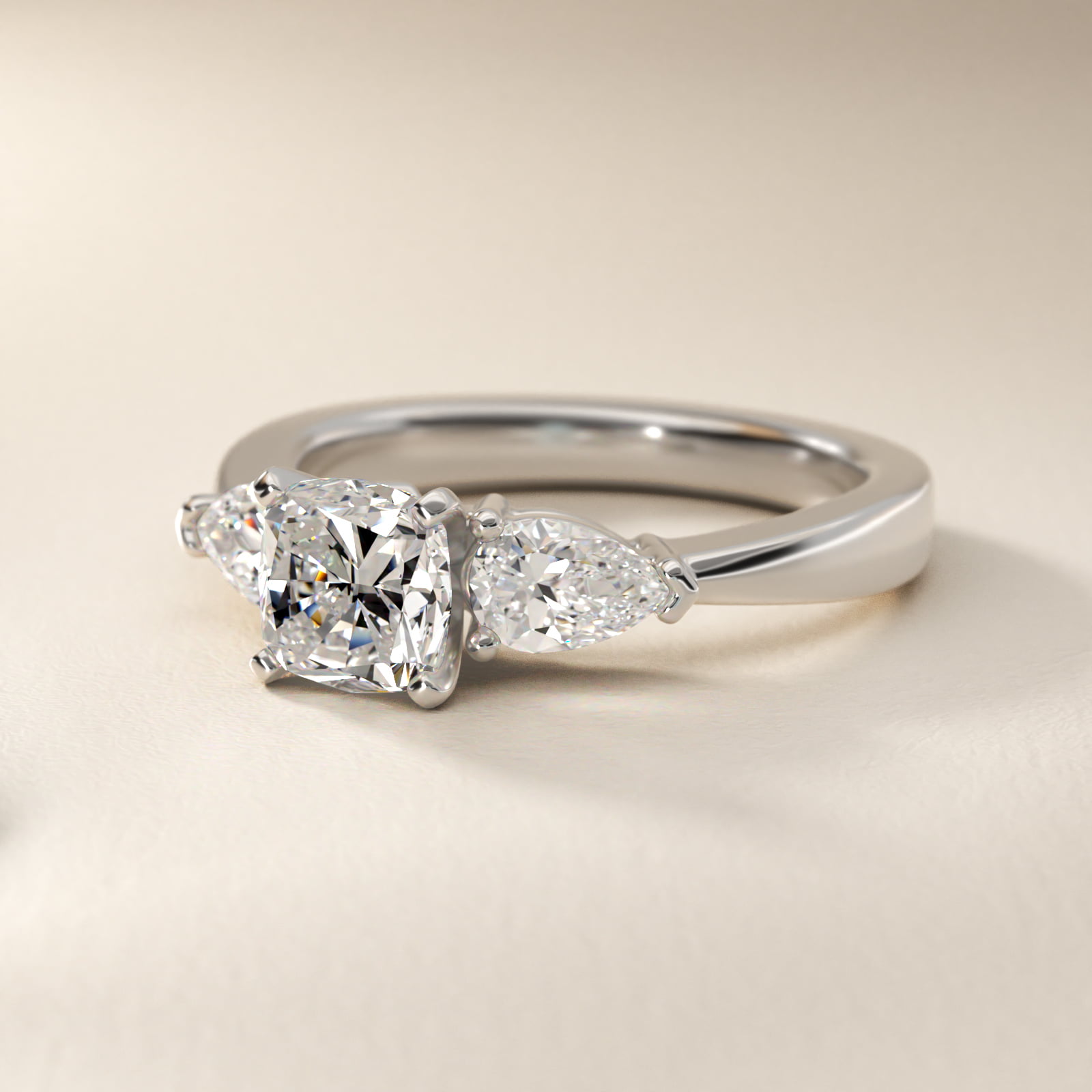 1 1/2 CT. GIA Certified Cushion Lab Created Diamond Classic Pear Shaped Diamond Engagement Ring in Platinum