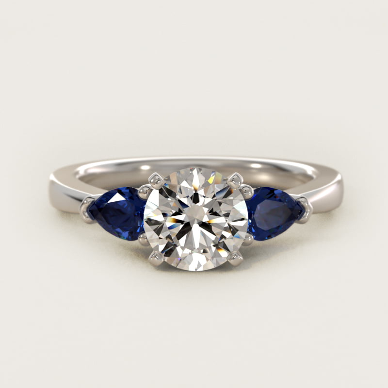 1 1/2 CT. GIA Certified Round Lab Created Diamond Classic Pear Shaped Sapphire Engagement Ring in Platinum