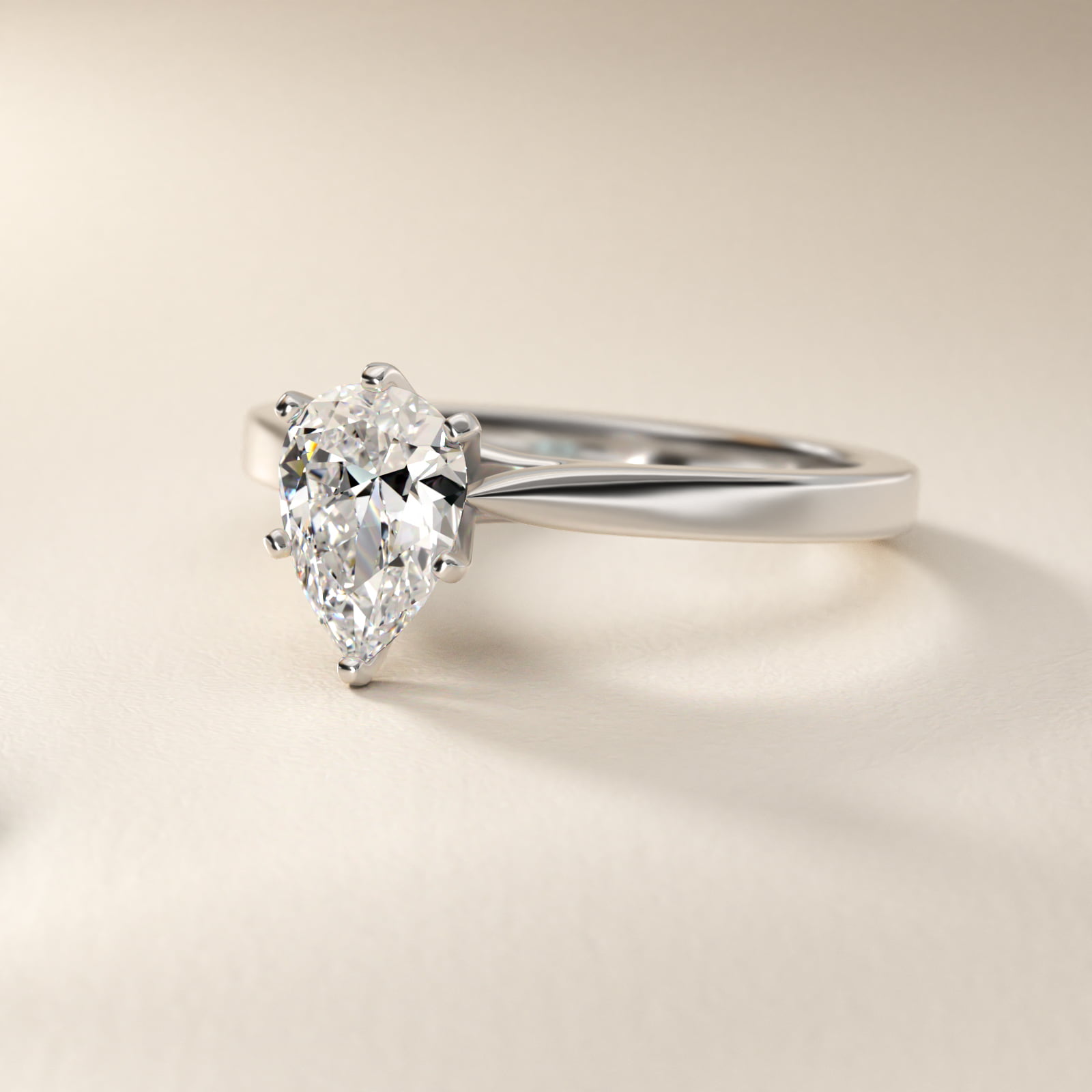 2 CT. GIA Certified Pear Lab Created Diamond Petite Cathedral Solitaire Engagement Ring in Platinum