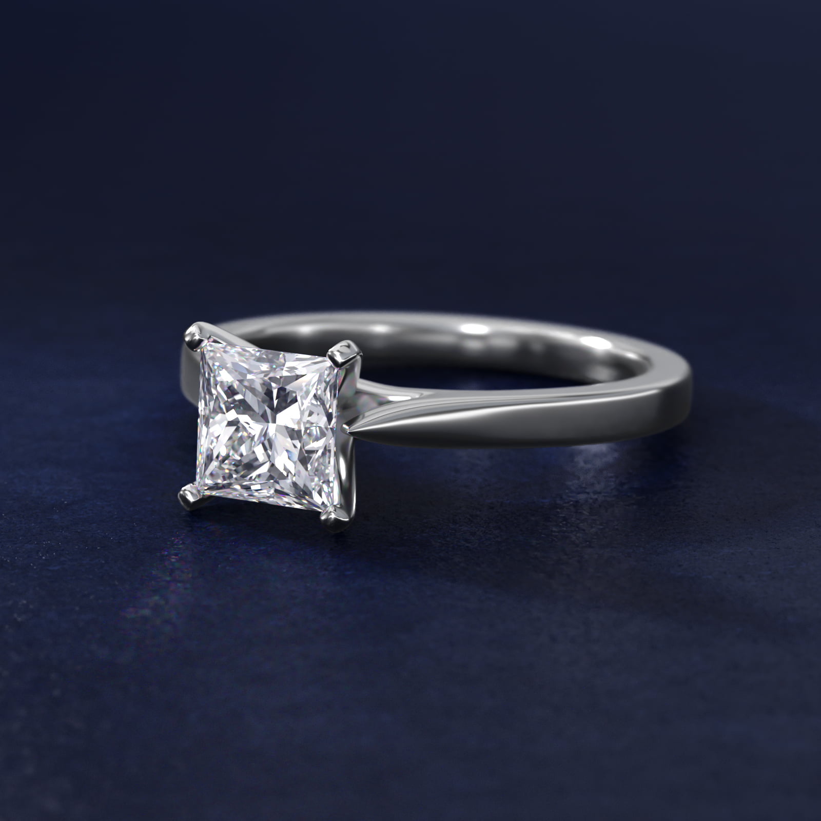 1 1/2 CT. GIA Certified Princess Lab Created Diamond Petite Cathedral Solitaire Engagement Ring in 14k White Gold