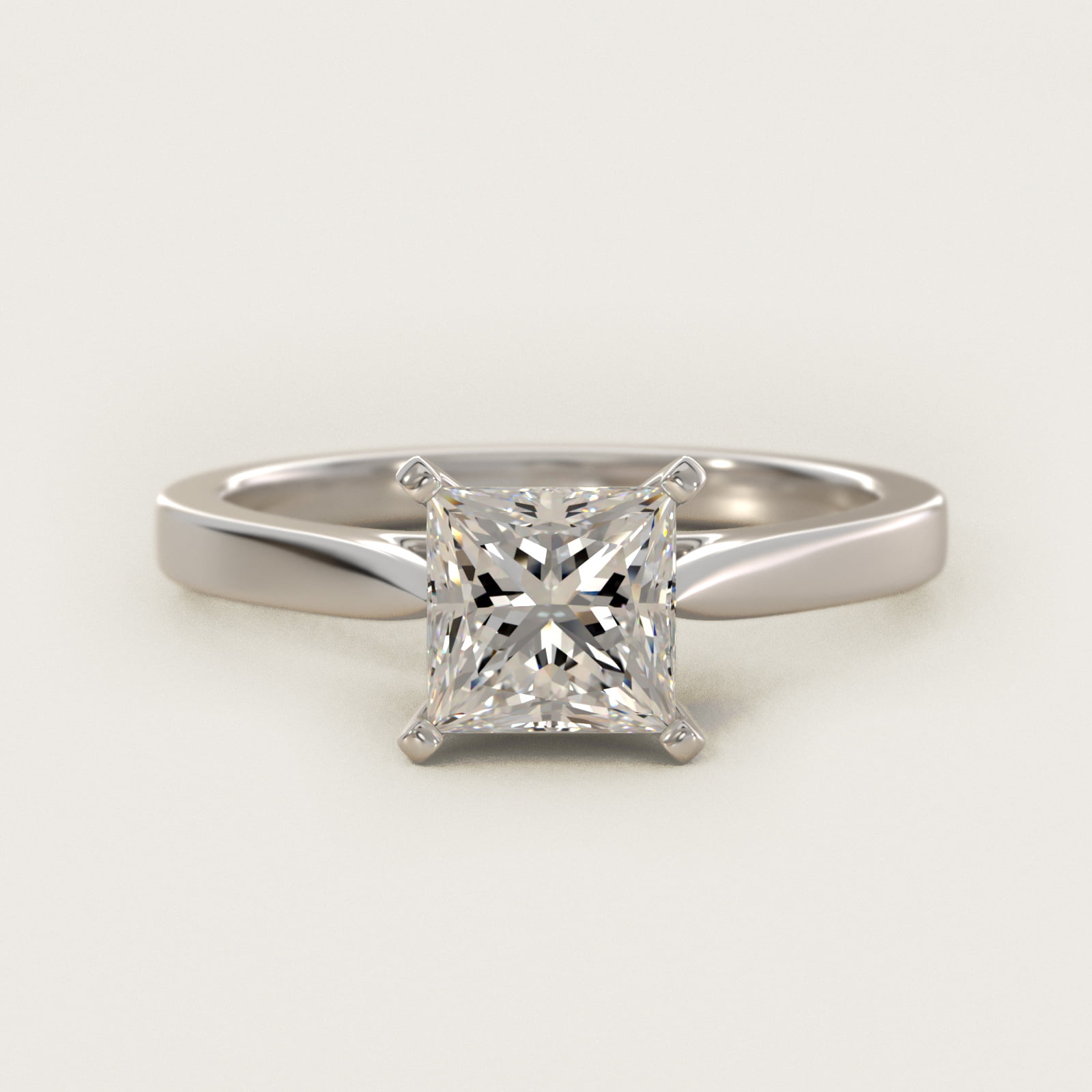 1 1/2 CT. GIA Certified Princess Lab Created Diamond Petite Cathedral Solitaire Engagement Ring in 14K White Gold