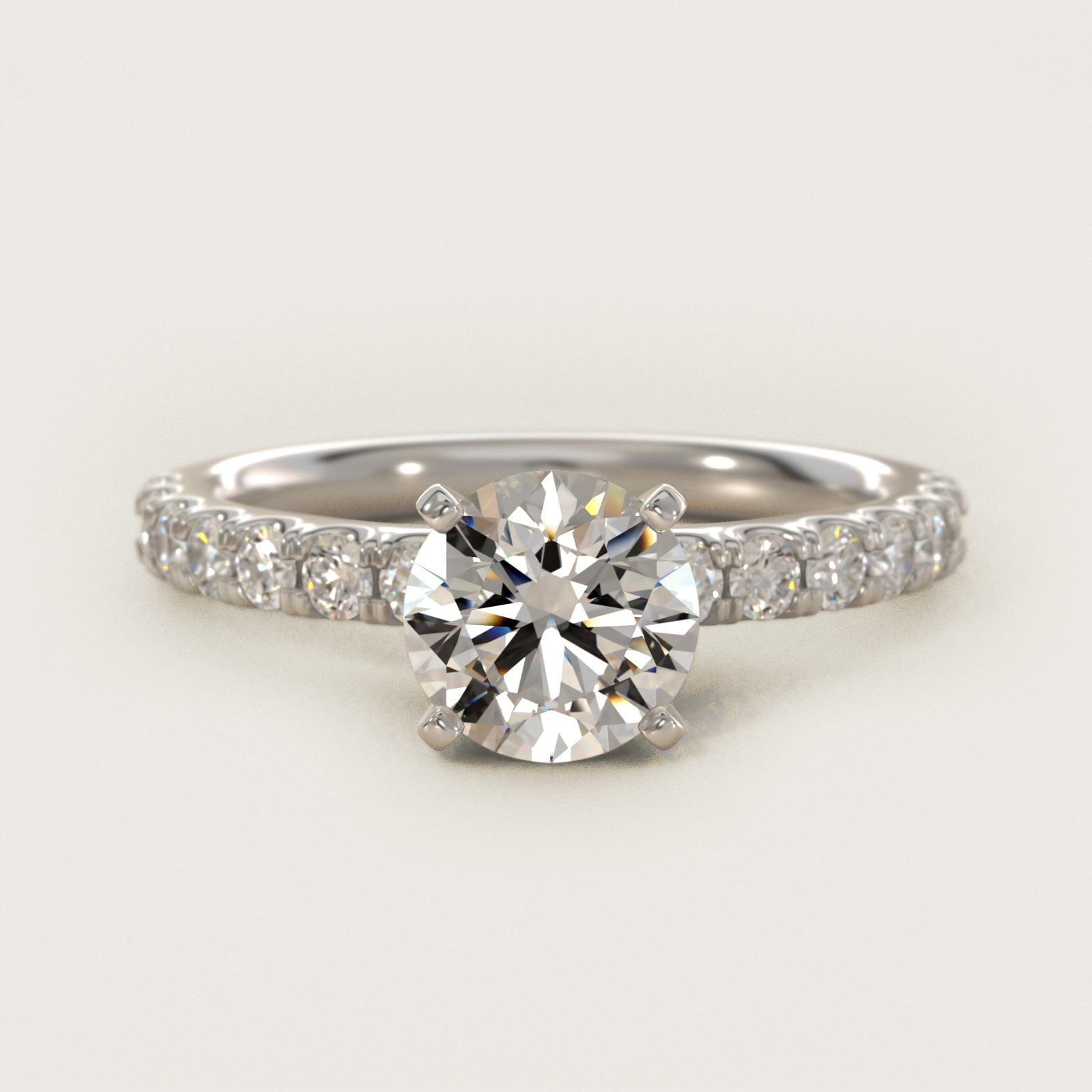 2 CT. GIA Certified Round Lab Created Diamond Scalloped Pavé Diamond Engagement Ring in Platinum