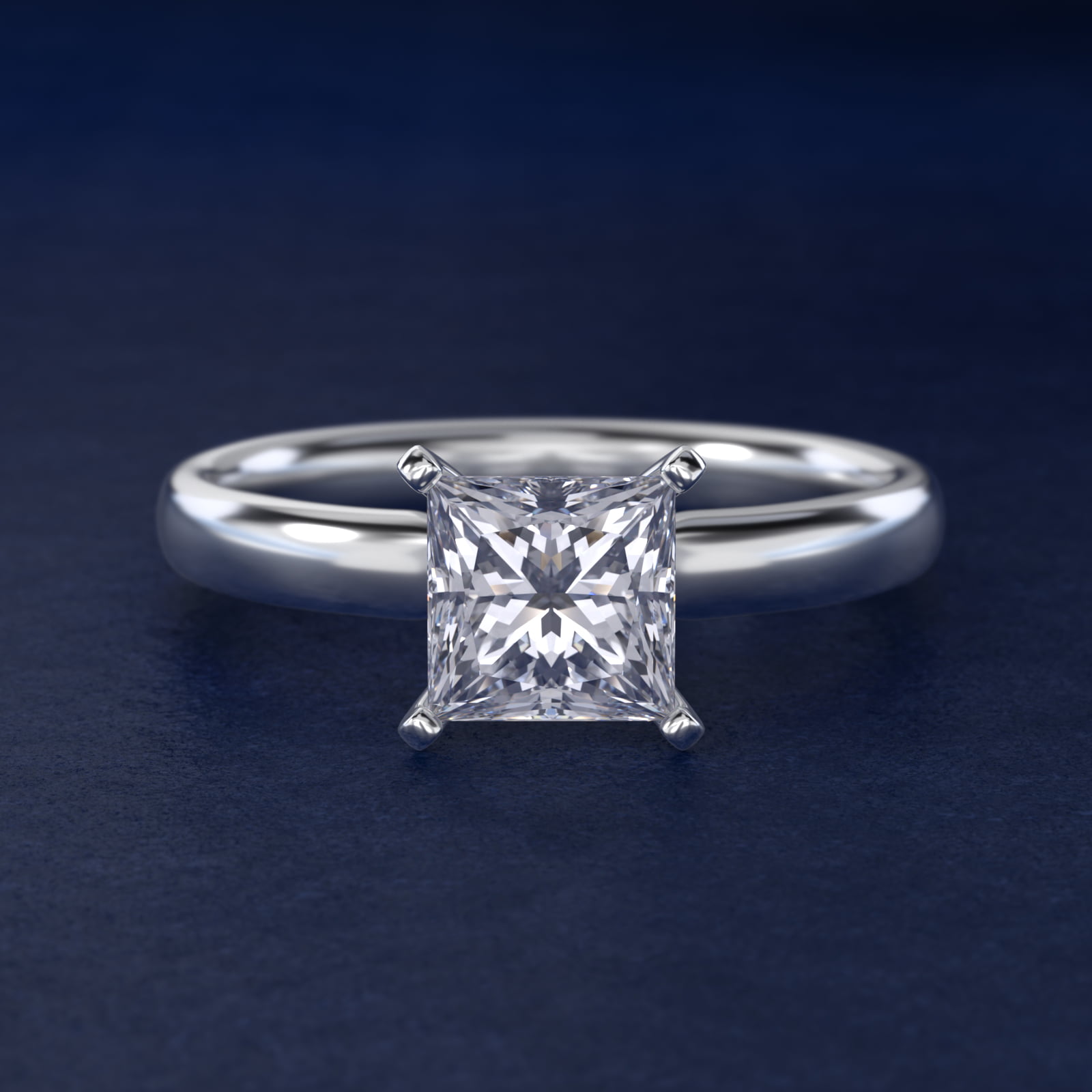 2 CT. GIA Certified Princess Lab Created Diamond Classic Comfort Fit Solitaire Engagement Ring in Platinum (2.5mm)