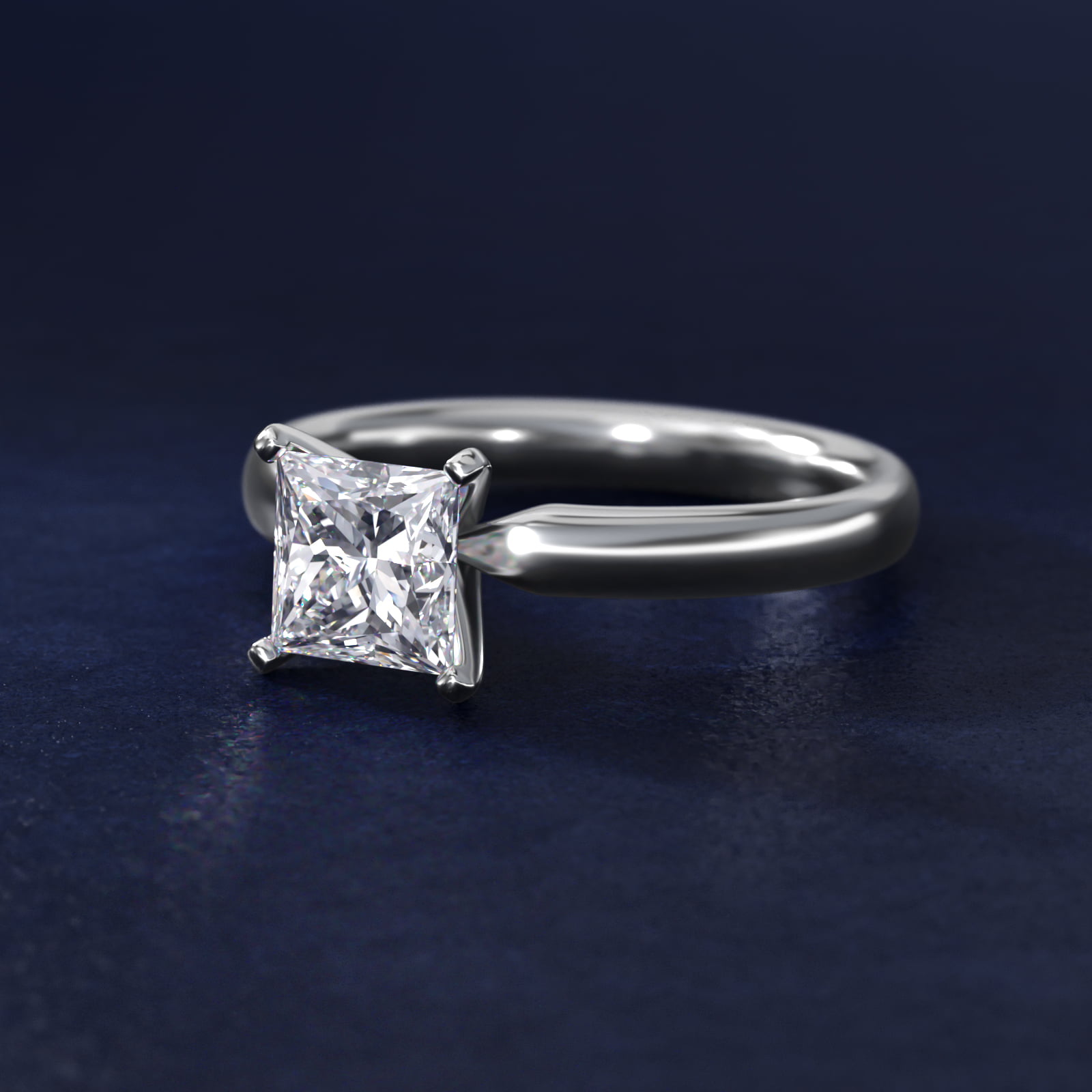 2 CT. GIA Certified Princess Lab Created Diamond Classic Comfort Fit Solitaire Engagement Ring in Platinum