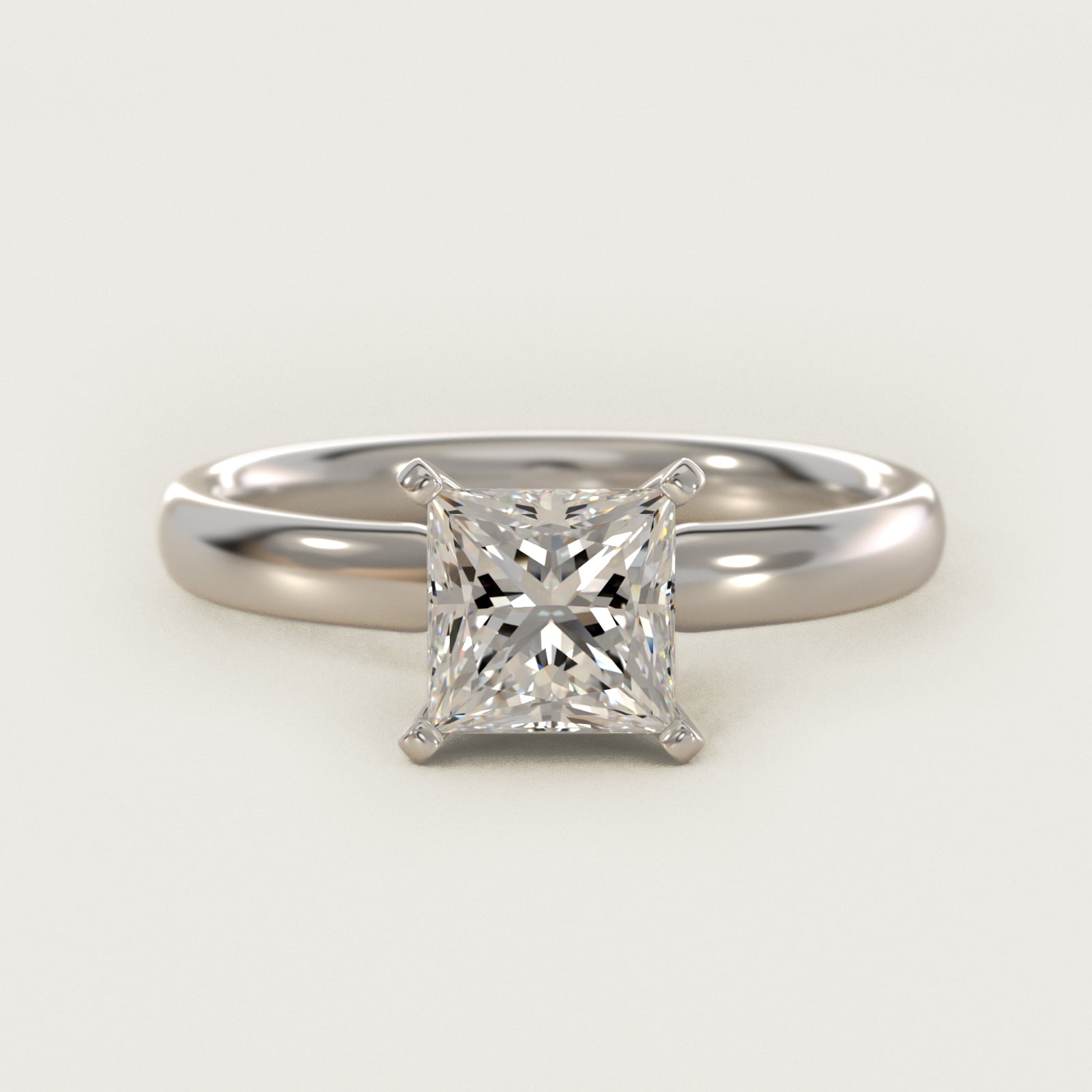 2 CT. GIA Certified Princess Lab Created Diamond Classic Comfort Fit Solitaire Engagement Ring in Platinum