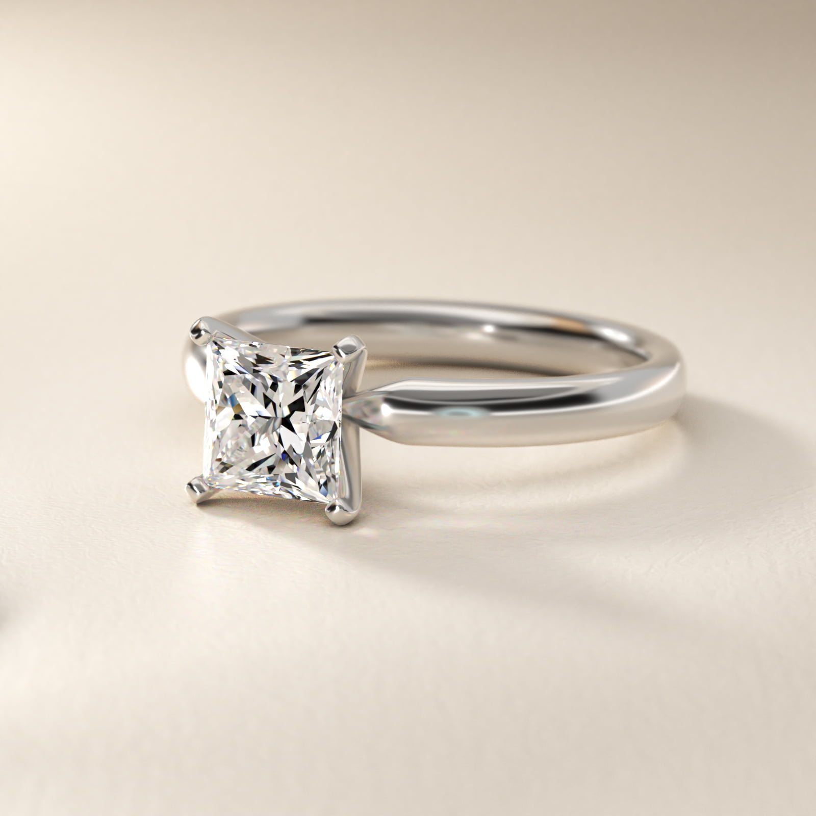 2 CT. GIA Certified Princess Lab Created Diamond Classic Comfort Fit Solitaire Engagement Ring in Platinum (2.5mm)