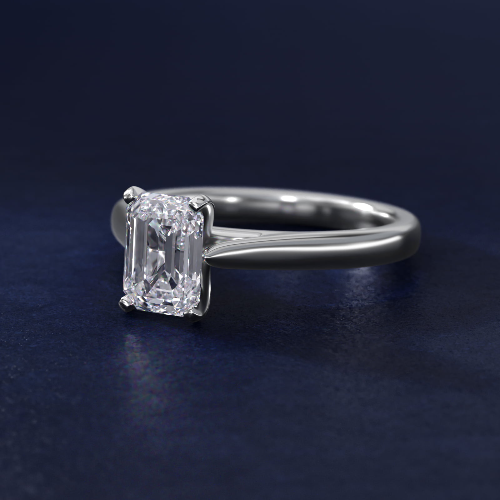 2 CT. GIA Certified Emerald Lab Created Diamond Tapered Cathedral Solitaire Engagement Ring in Platinum