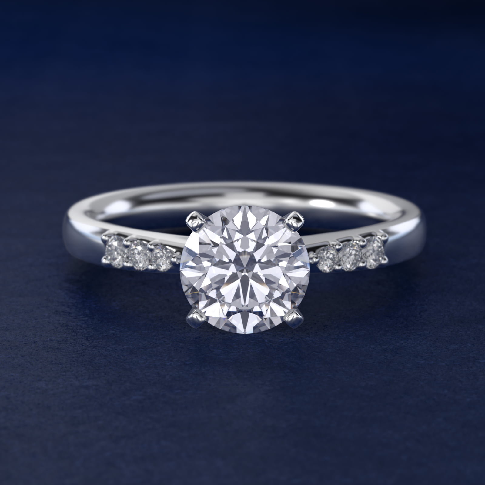 1 1/2 CT. GIA Certified Round Lab Created Diamond Petite Diamond Engagement Ring in 14k White Gold (1/10 ct. tw.)