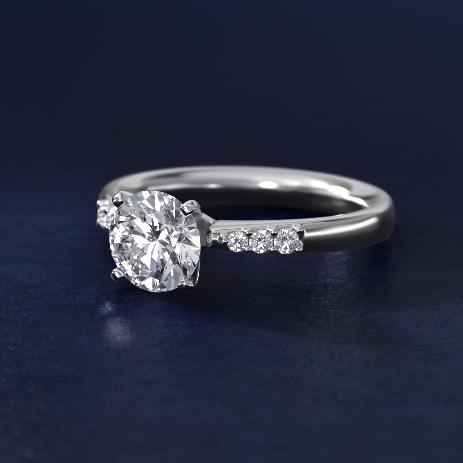1 1/2 CT. GIA Certified Round Lab Created Diamond Petite Diamond Engagement Ring in 14K White Gold