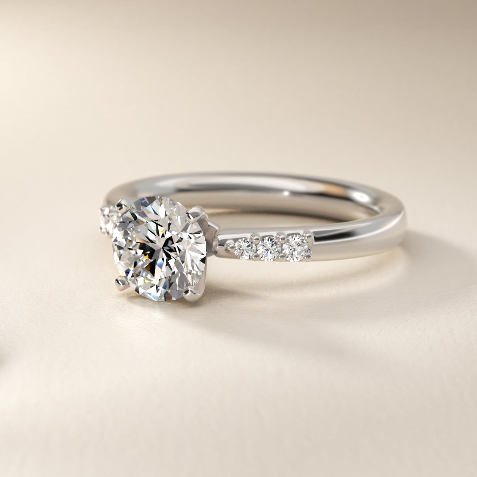 1 3/4 CT. GIA Certified Round Lab Created Diamond Petite Diamond Engagement Ring in Platinum (1/10 ct. tw.)