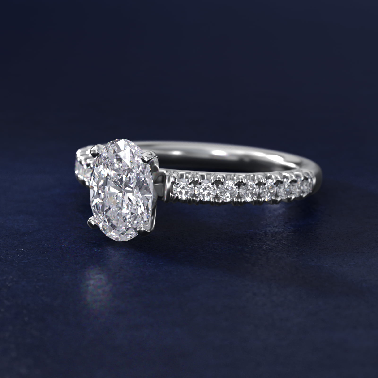 Oval Cut 2.5 CT Certified Lab-Grown Diamond French Pavé Engagement Ring In Platinum