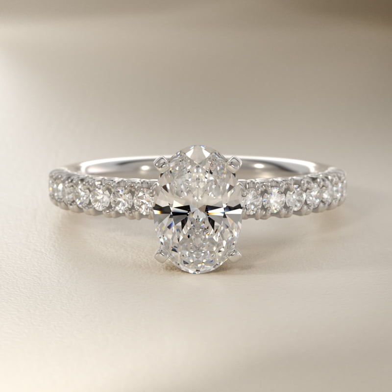Oval Cut 2.5 CT Certified Lab-Grown Diamond French Pavé Engagement Ring In Platinum
