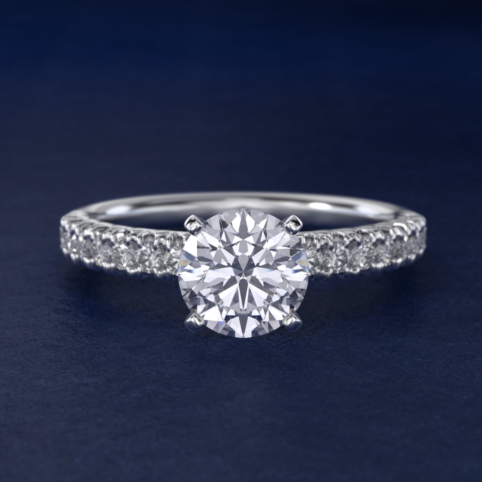 Round 1 CT Certified Lab-Grown Diamond French Pavé Engagement Ring In Platinum