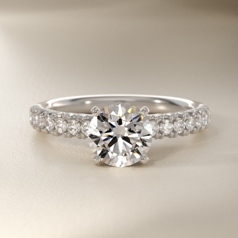 Round 1 CT Certified Diamond French Pavé Engagement Ring In Platinum