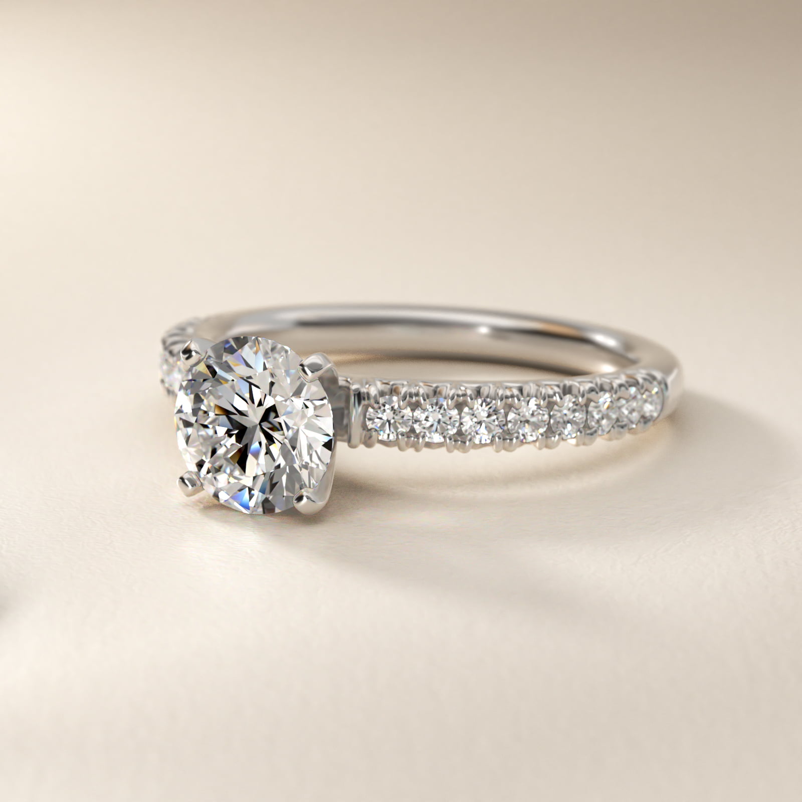Round 2.5 CT Certified Lab-Grown Diamond French Pavé Engagement Ring In Platinum