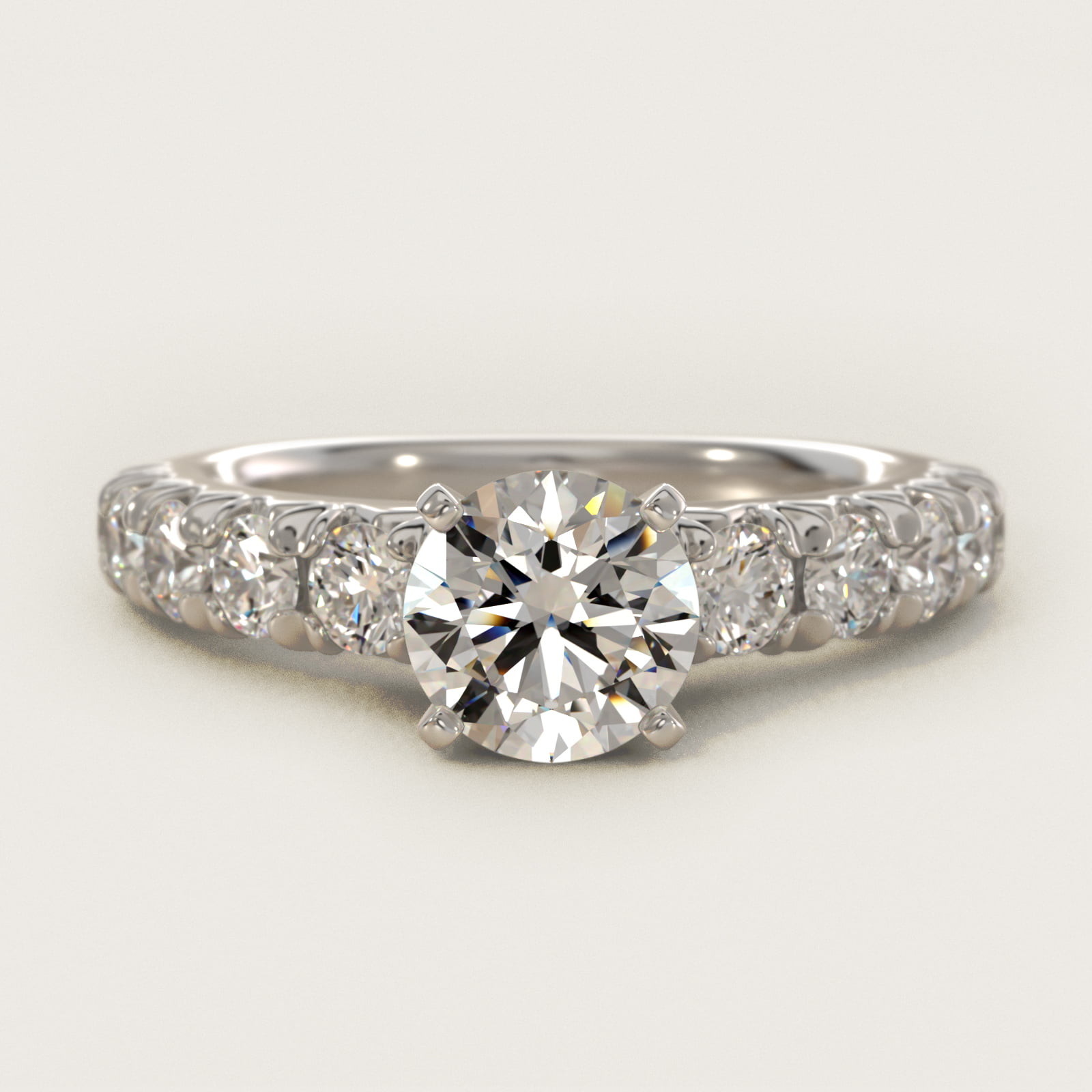 2 3/8 CT. GIA Certified Round Lab Created Diamond French Pavé Diamond Engagement Ring in Platinum (1 ct. tw.)