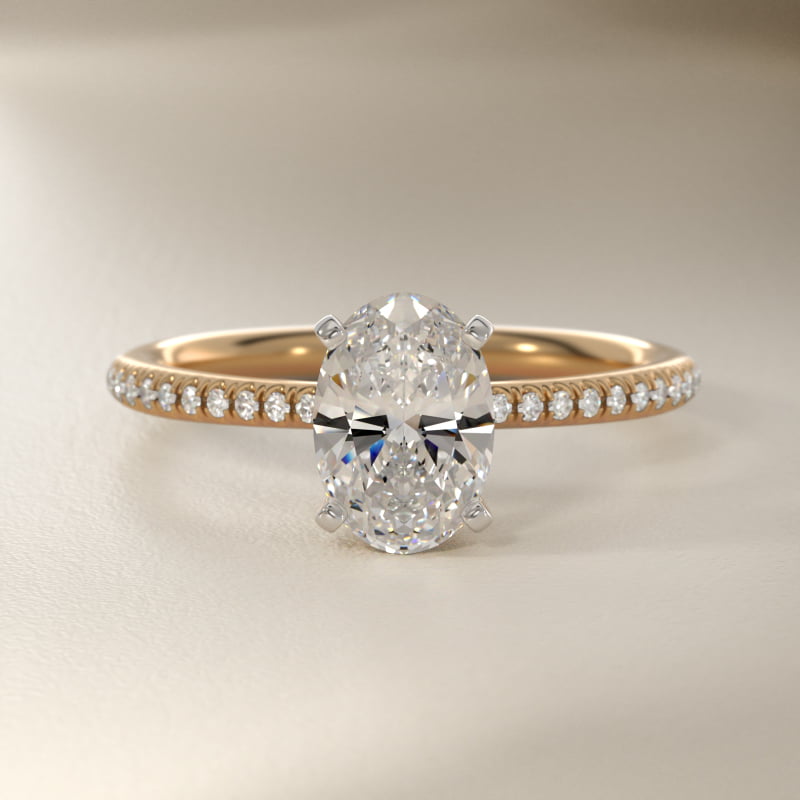 Oval Cut 1.5 CT Certified Lab-Grown Diamond Petite Micropavé Engagement Ring In 14K Yellow Gold