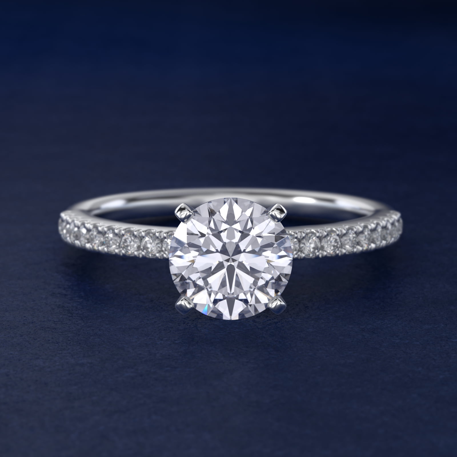 Round 1 CT Certified Lab-Grown Diamond Riviera Pavé Engagement Ring In 14K White Gold