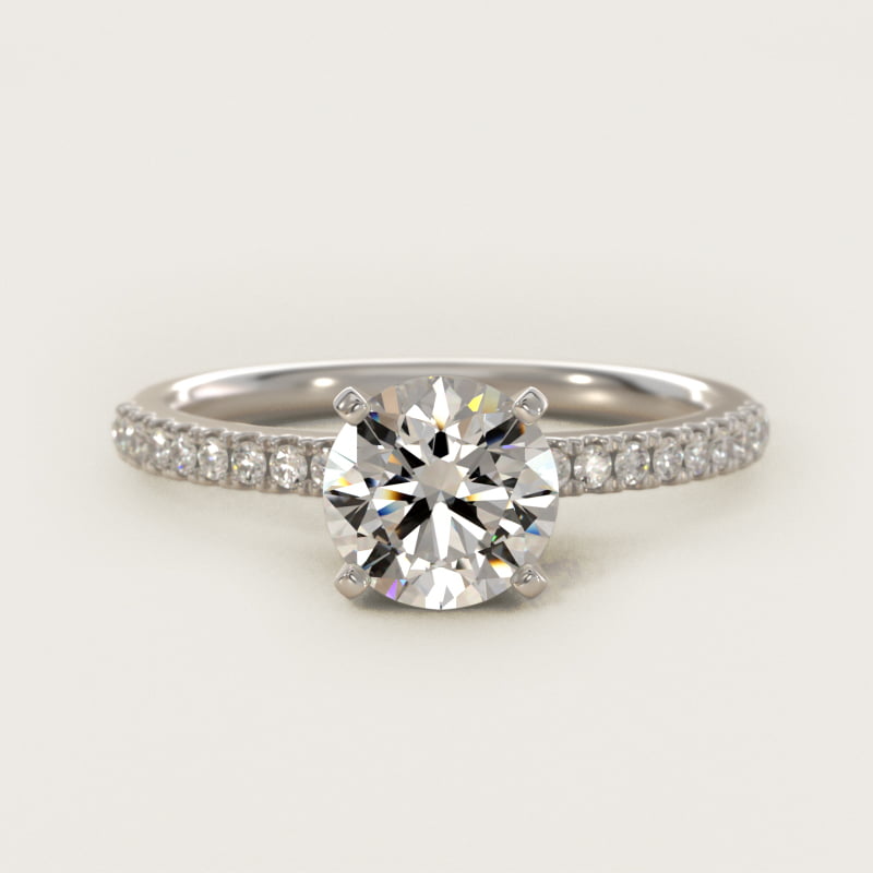 Round 2.5 CT Certified Lab-Grown Diamond Riviera Pavé Engagement Ring In 14K White Gold