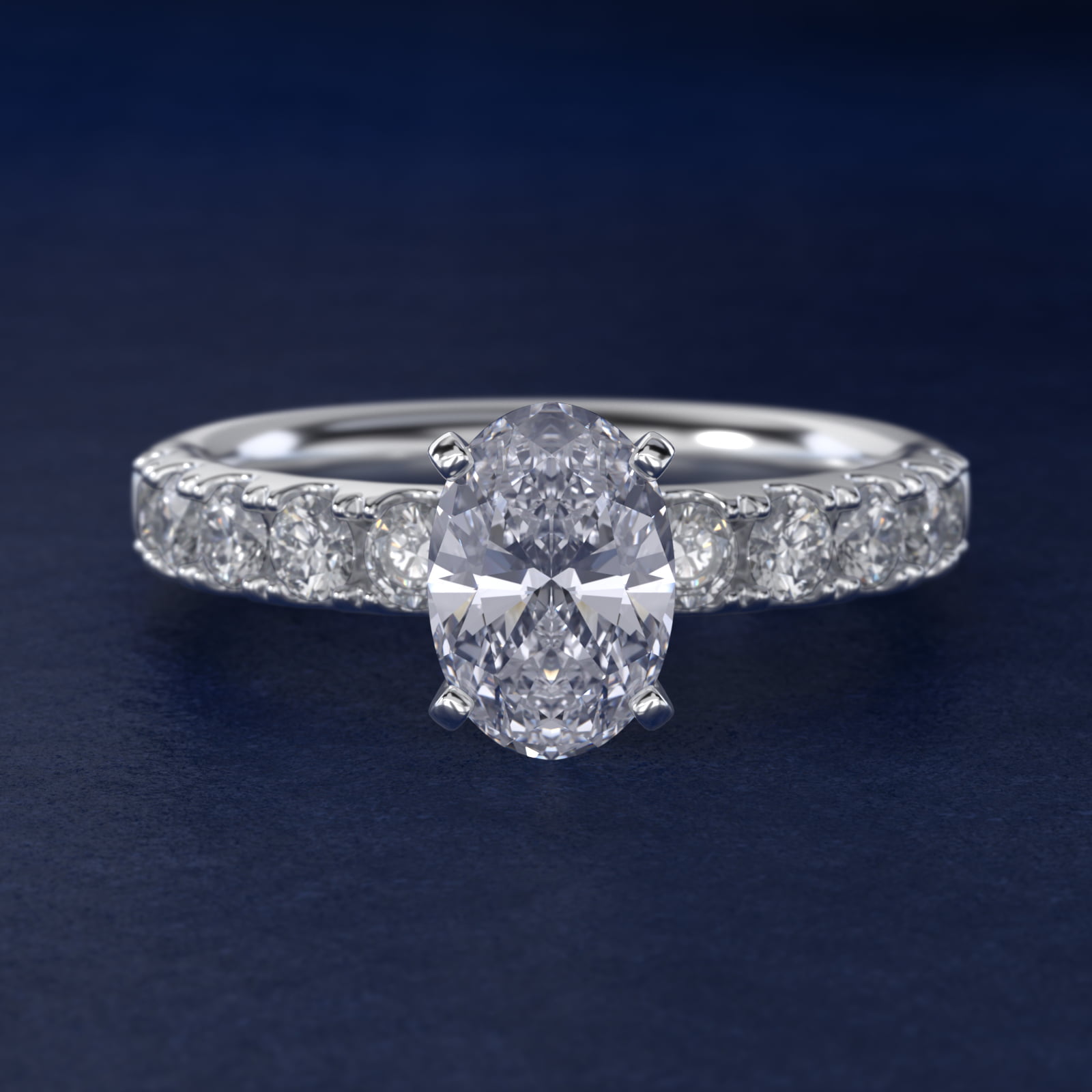 2 CT. GIA Certified Oval Lab Created Diamond Riviera Pavé Diamond Engagement Ring in Platinum (5/8 ct. tw.)