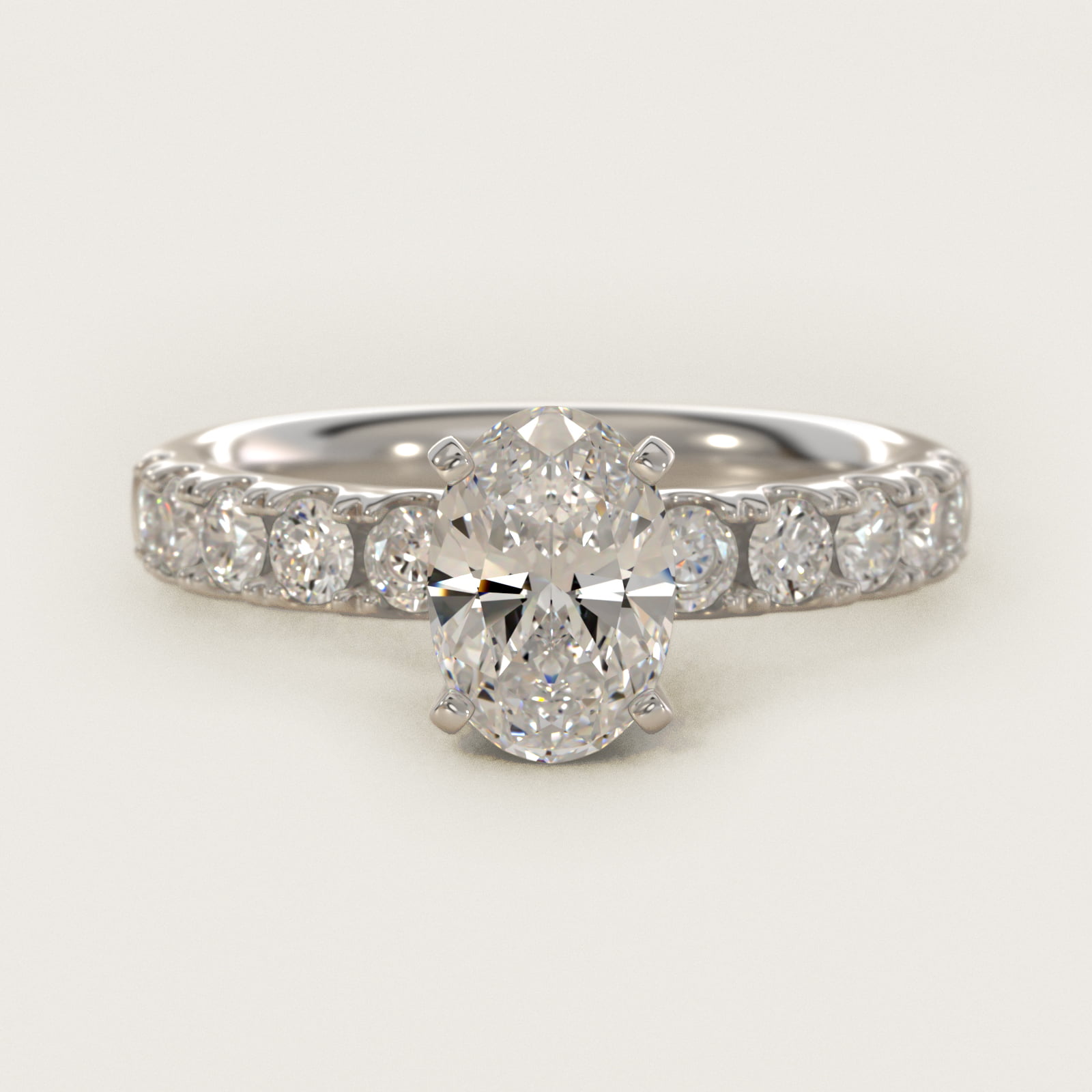 2 CT. GIA Certified Oval Lab Created Diamond Riviera Pavé Diamond Engagement Ring in Platinum (5/8 ct. tw.)
