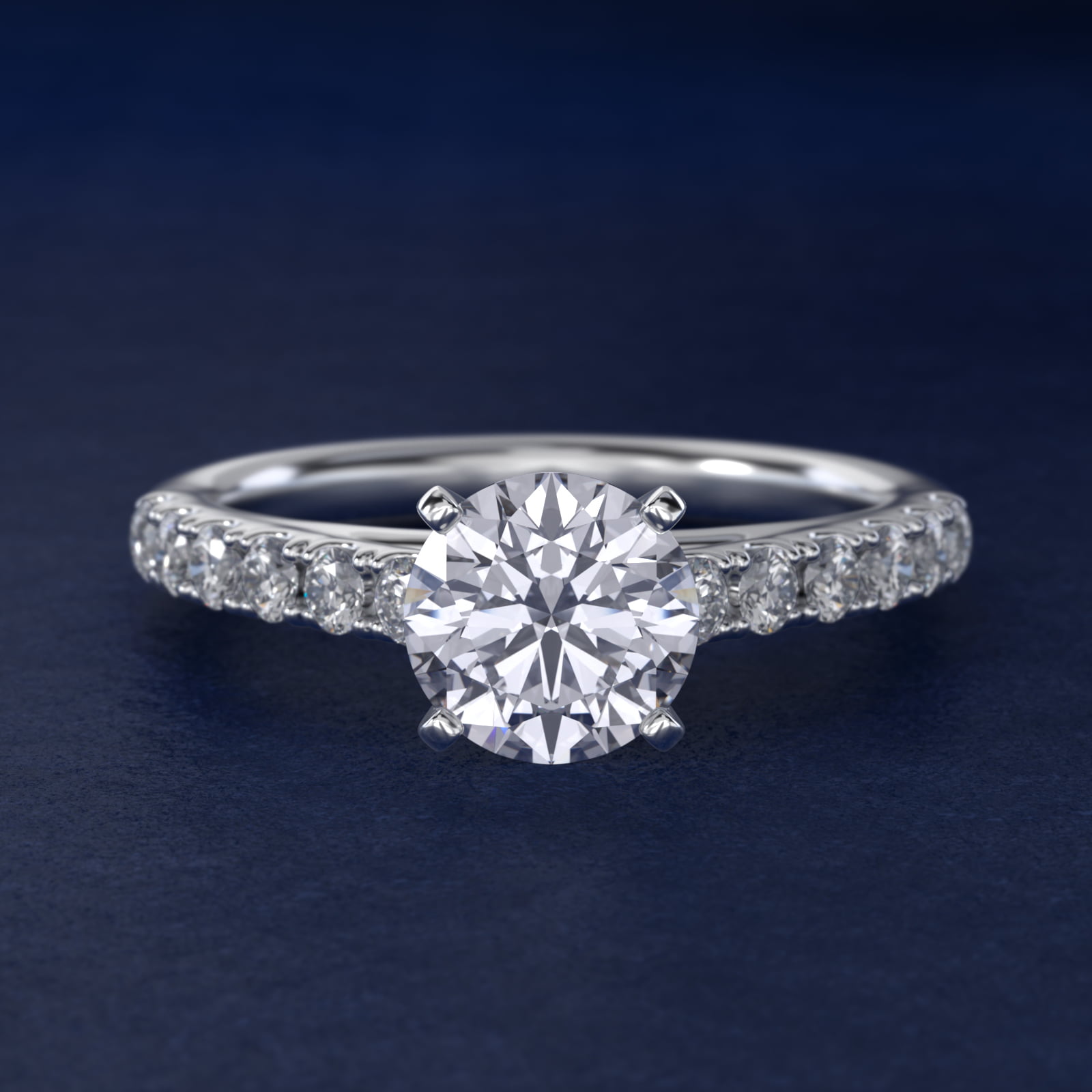 2 CT. GIA Certified Round Lab Created Diamond Riviera Cathedral Pavé Diamond Engagement Ring in Platinum (1/2 ct. tw.)
