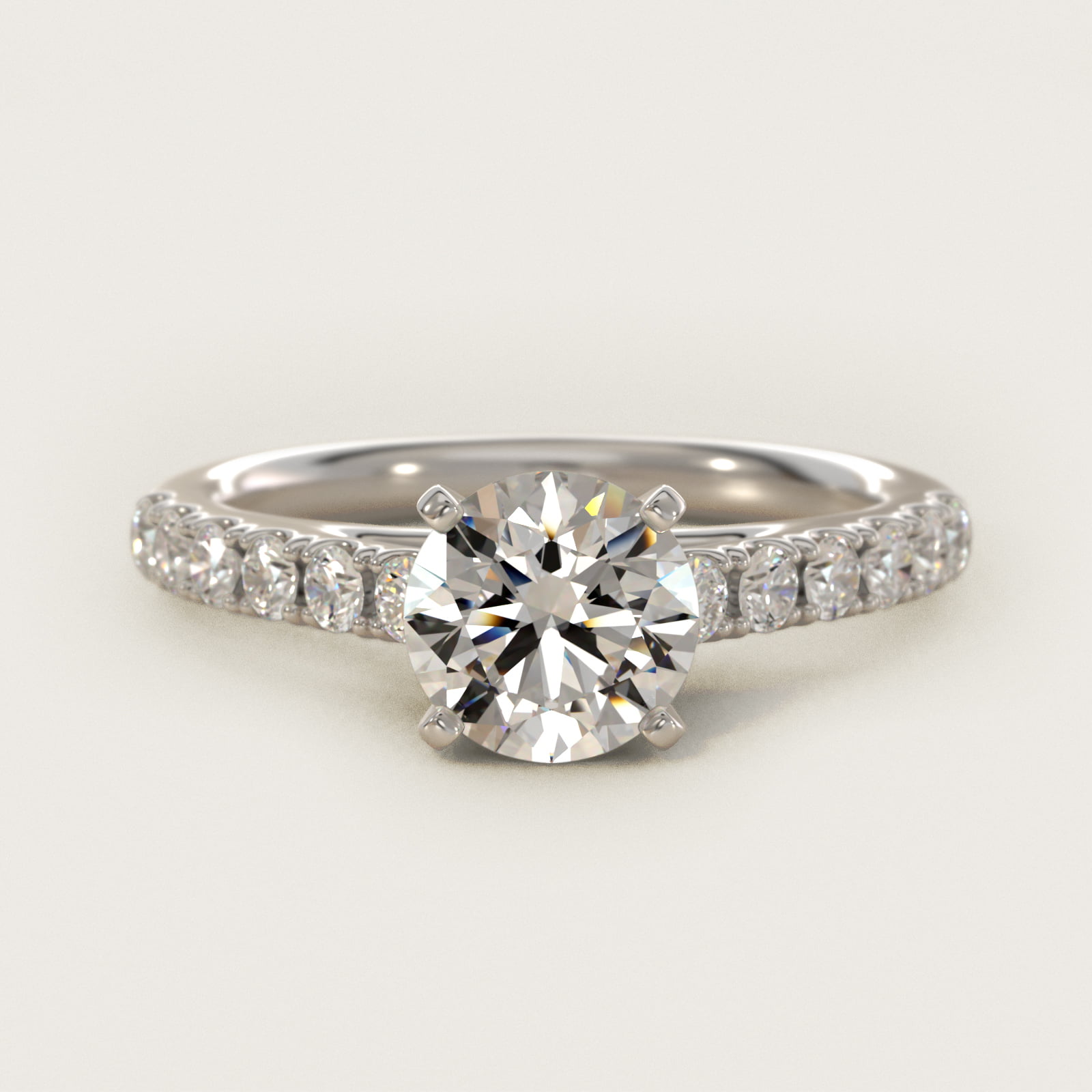 2 CT. GIA Certified Round Lab Created Diamond Riviera Cathedral Pavé Diamond Engagement Ring in Platinum (1/2 ct. tw.)