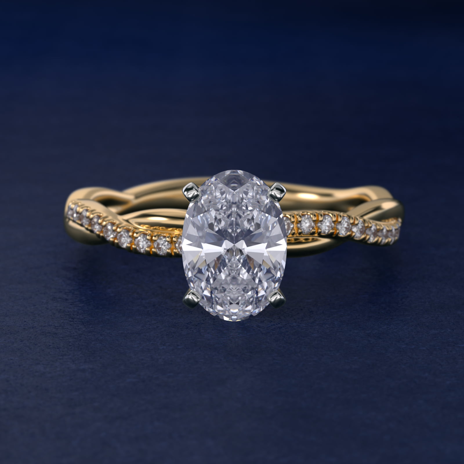 Oval Cut 2.5 CT Certified Lab-Grown Diamond Petite Twist Engagement Ring In 14K Yellow Gold