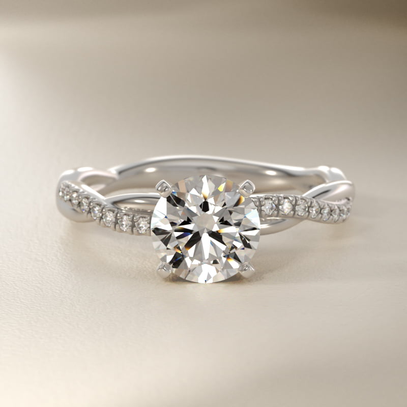 Round 1 CT Certified Lab-Grown Diamond Petite Twist Engagement Ring In 14K White Gold