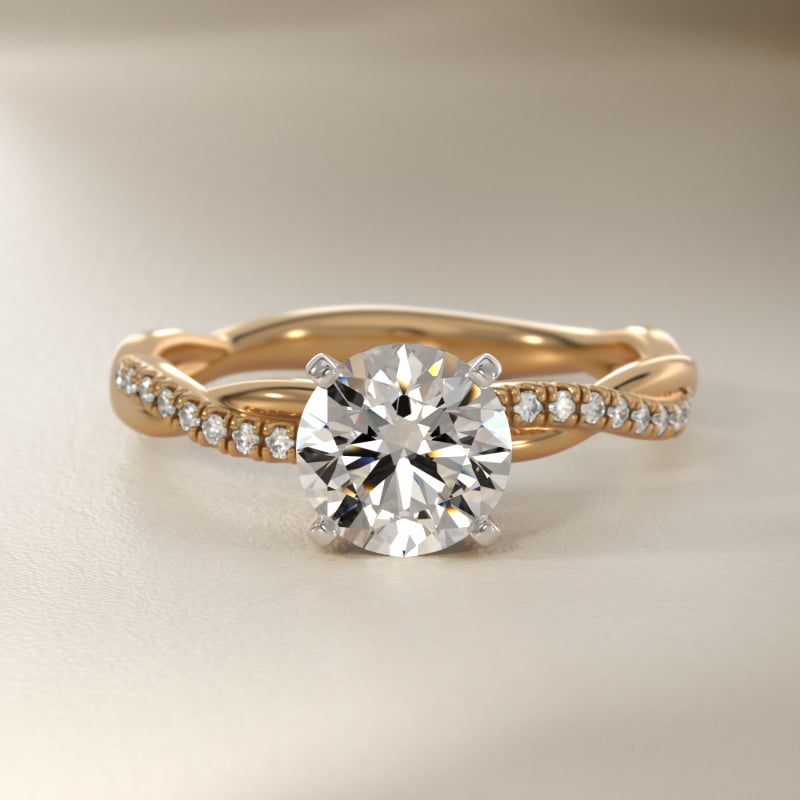 Round 1 CT Certified Lab-Grown Diamond Petite Twist Engagement Ring In 14K Yellow Gold