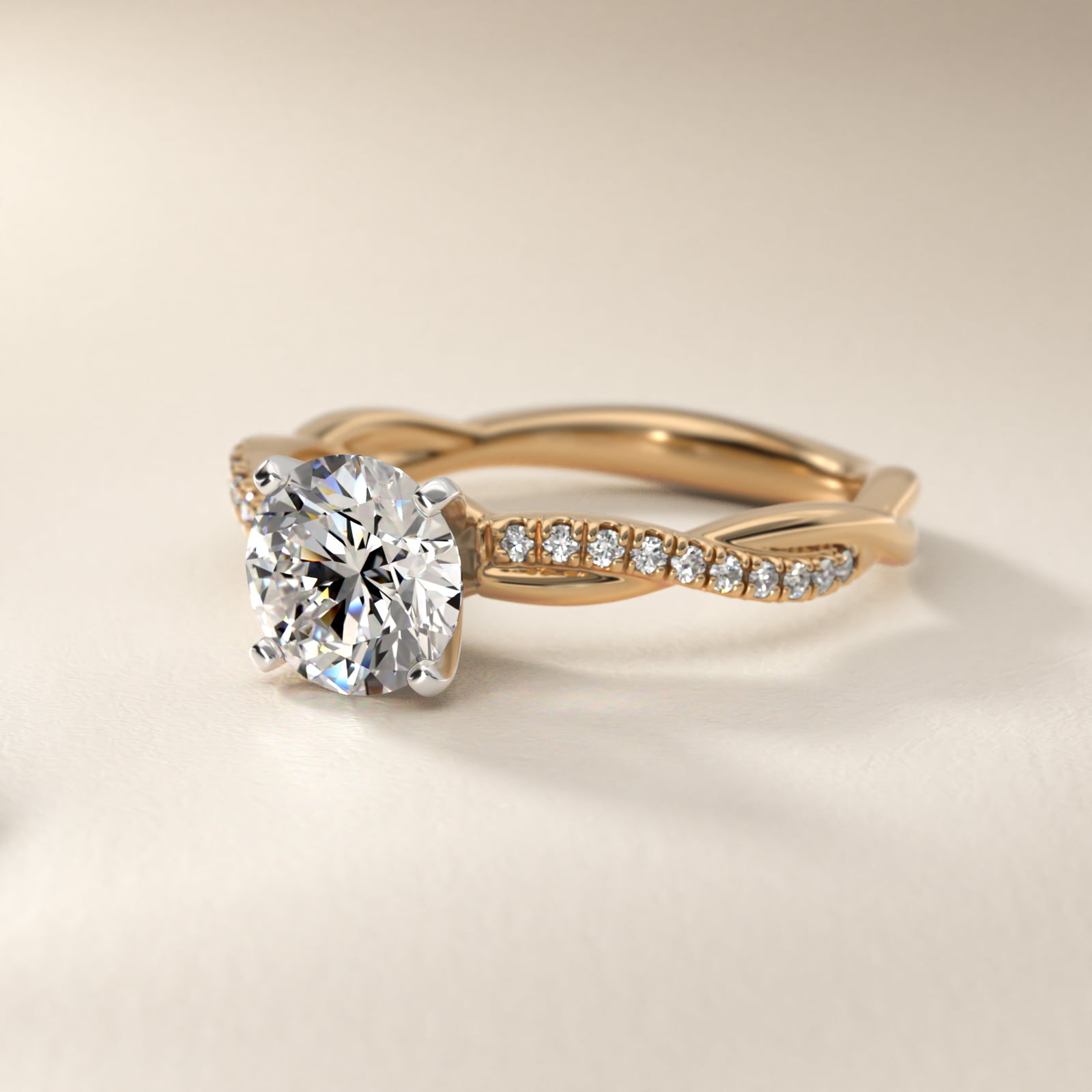 Round 2.5 CT Certified Lab-Grown Diamond Petite Twist Engagement Ring In 14K Yellow Gold
