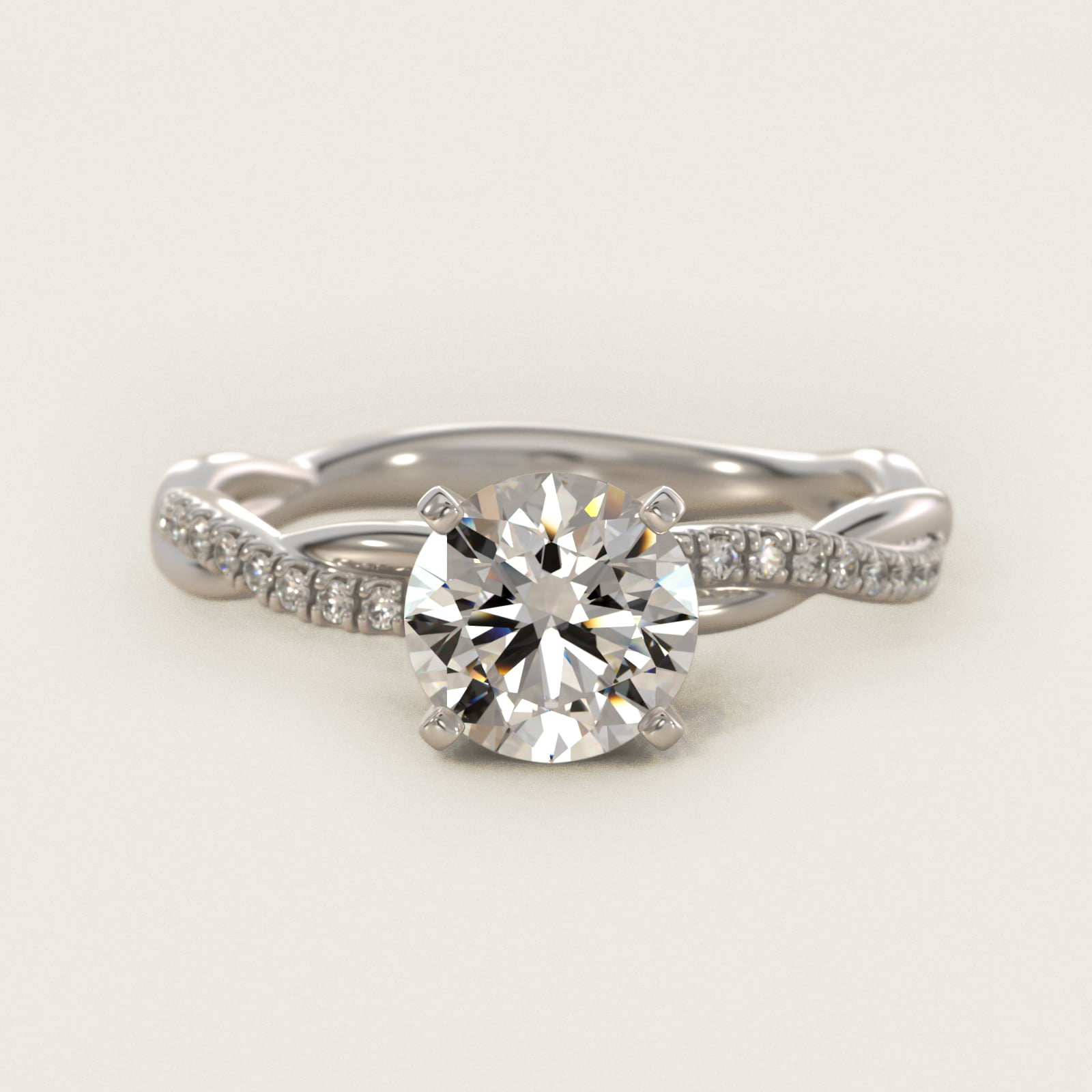 1 1/2 CT. GIA Certified Round Lab Created Diamond Petite Twist Diamond Engagement Ring in 14k White Gold (1/10 ct. tw.)