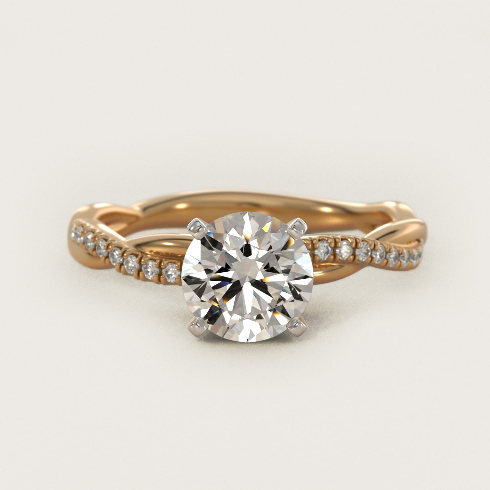 1 1/2 CT. GIA Certified Round Lab Created Diamond Petite Twist Diamond Engagement Ring in 14K Yellow Gold