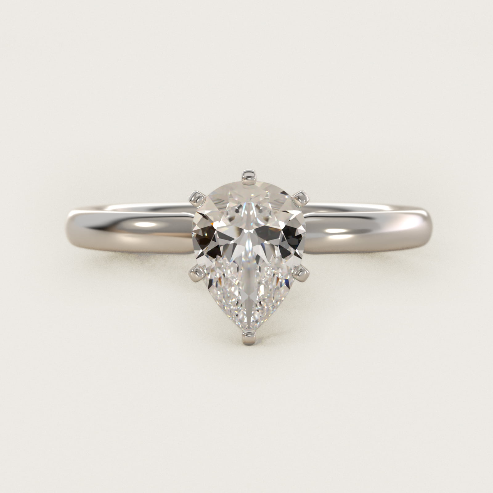 2 3/4 CT. GIA Certified Pear Lab Created Diamond Six-Prong Low Dome Comfort Fit Solitaire Engagement Ring in 14k White Gold (2mm)