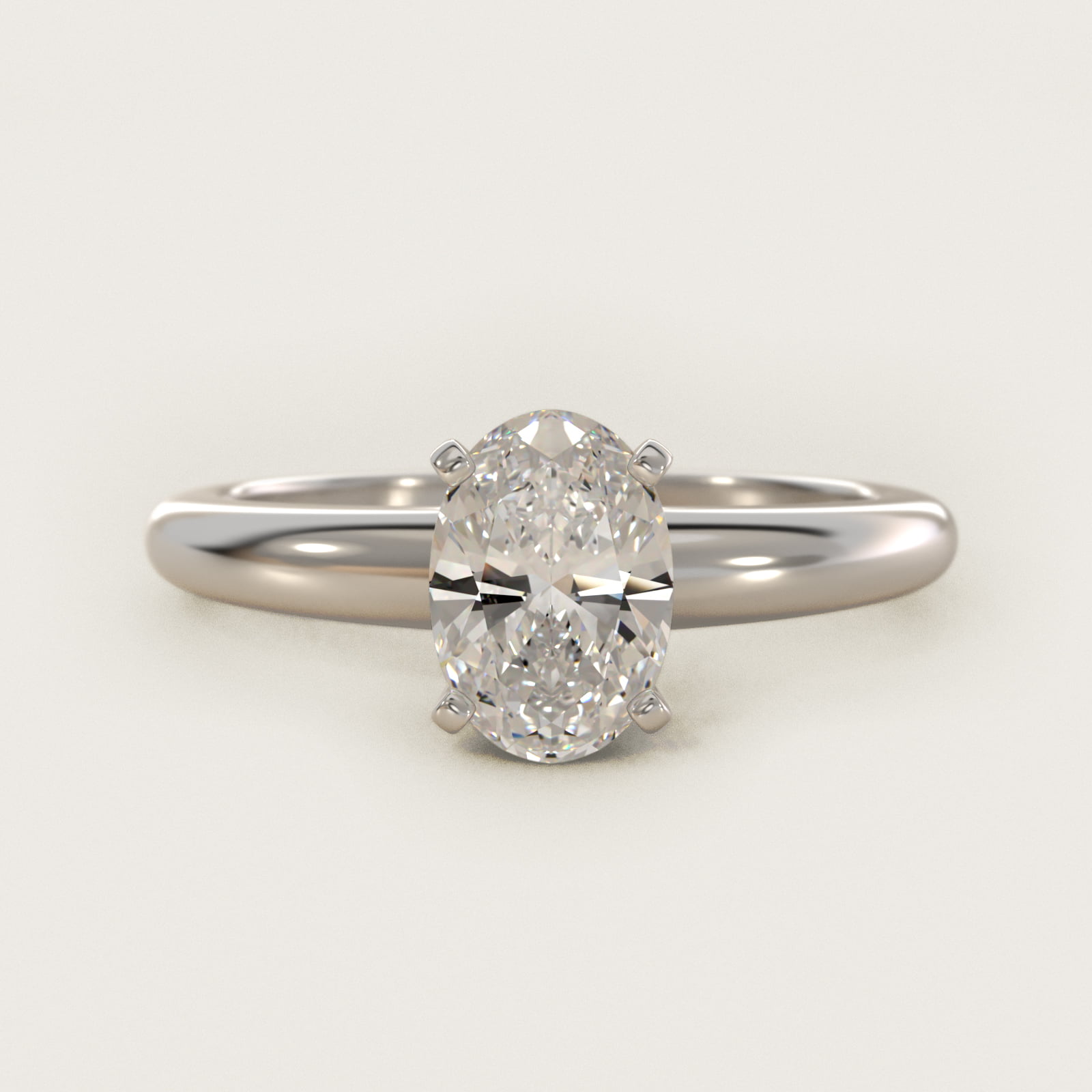 2 CT. GIA Certified Oval Lab Created Diamond Classic Simple Solitaire Engagement Ring in 14k White Gold