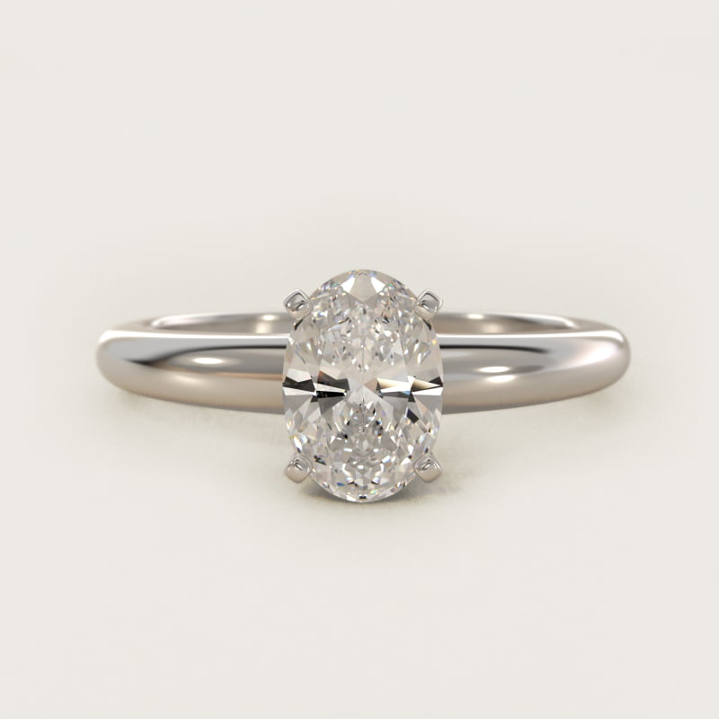 2 CT. GIA Certified Oval Lab Created Diamond Classic Simple Solitaire Engagement Ring in 14k White Gold
