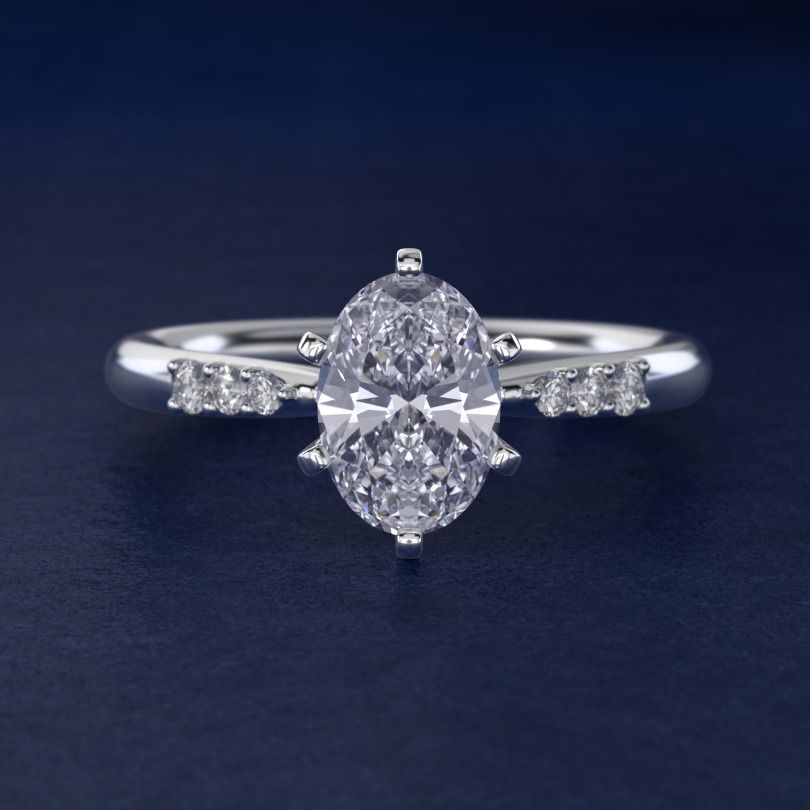 2 CT. GIA Certified Oval Lab Created Diamond Six-Prong Petite Diamond