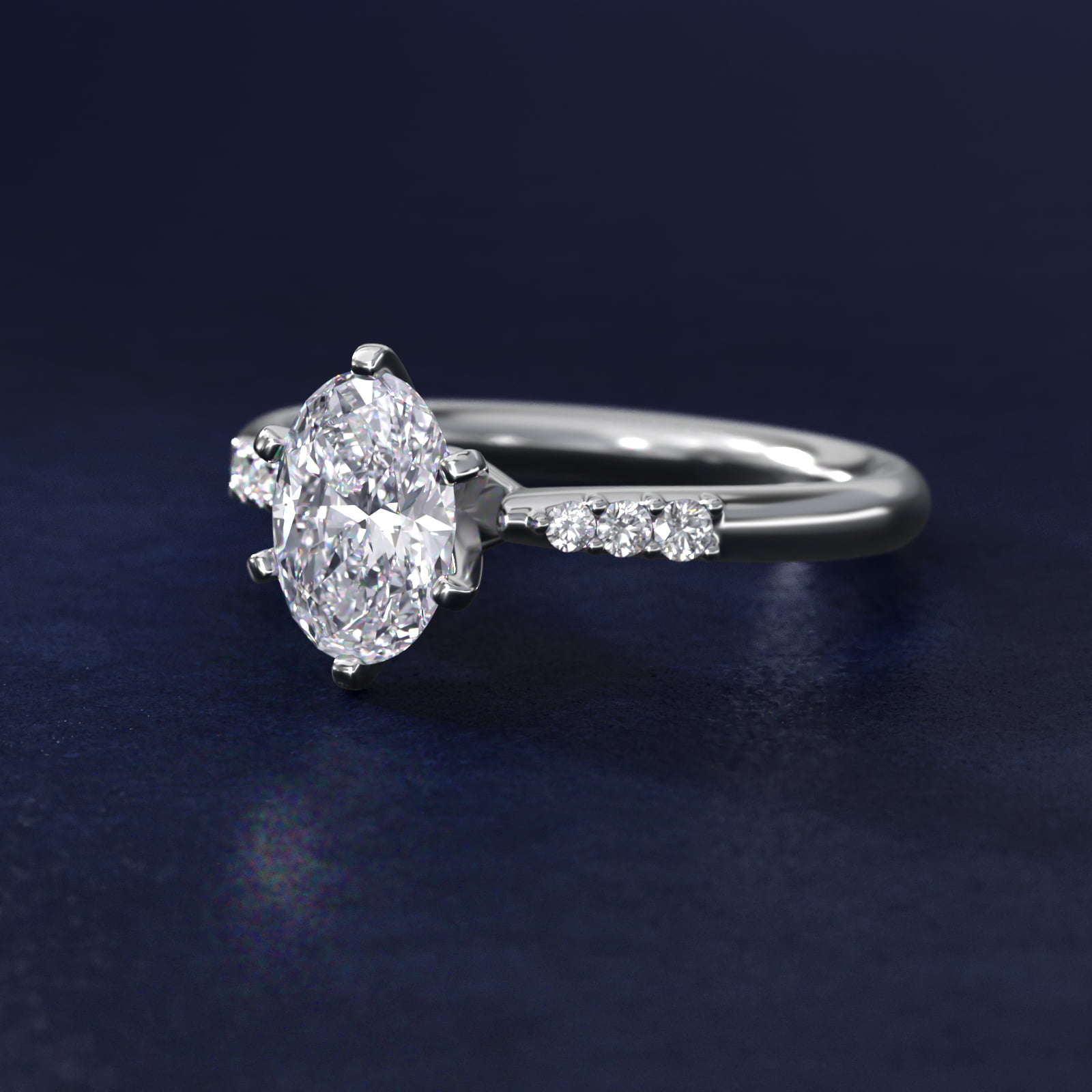 2 CT. GIA Certified Oval Lab Created Diamond Six-Prong Petite Diamond Engagement Ring in Platinum