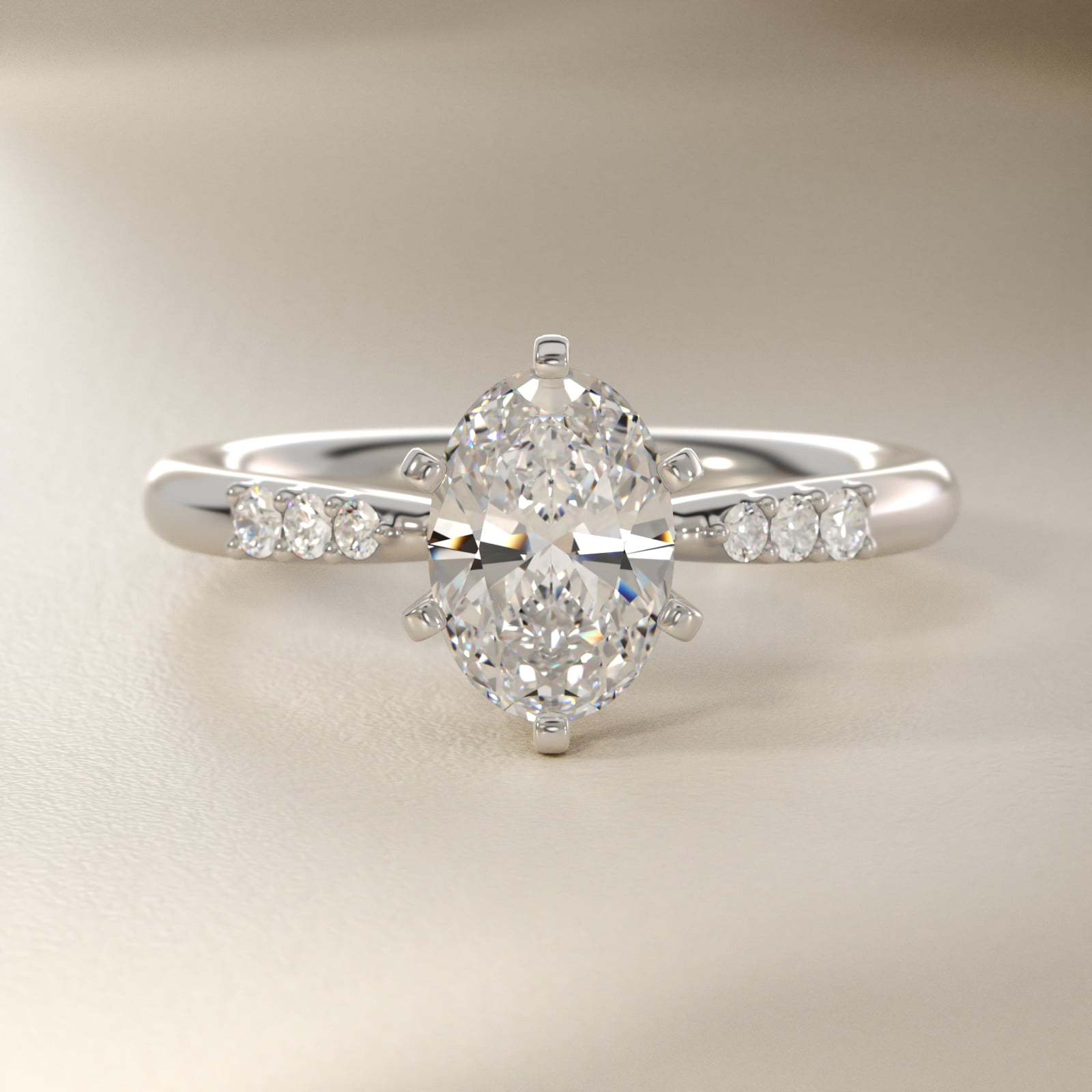 2 CT. GIA Certified Oval Lab Created Diamond Six-Prong Petite Diamond