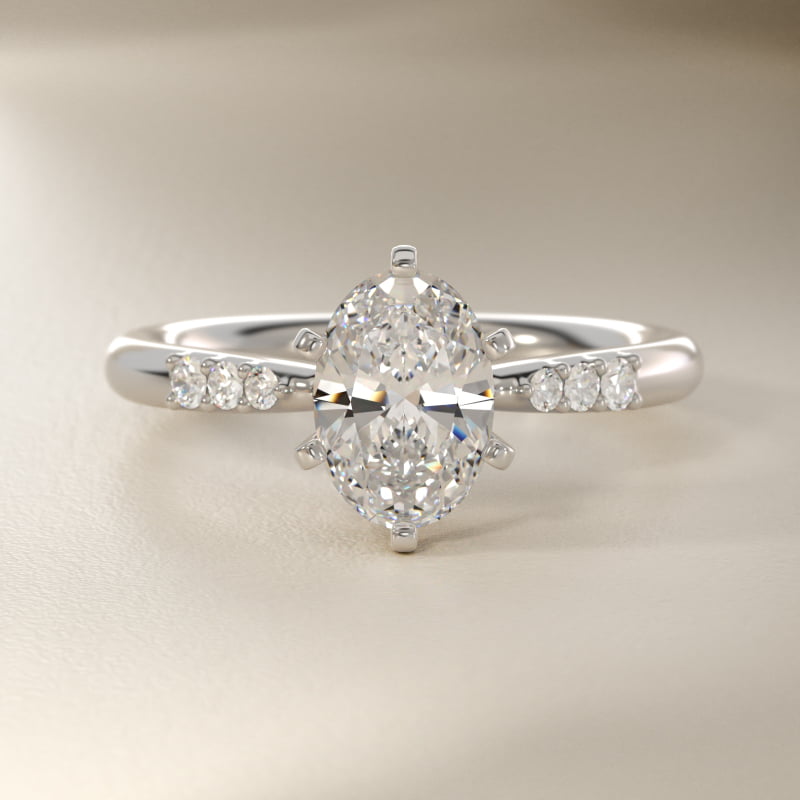 2 CT. GIA Certified Oval Lab Created Diamond Six-Prong Petite Diamond