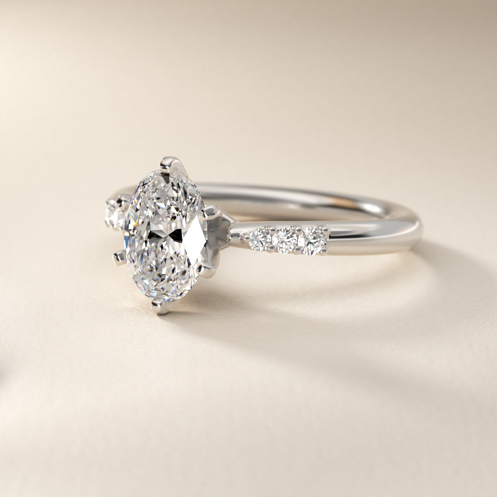 2 CT. GIA Certified Oval Lab Created Diamond Six-Prong Petite Diamond