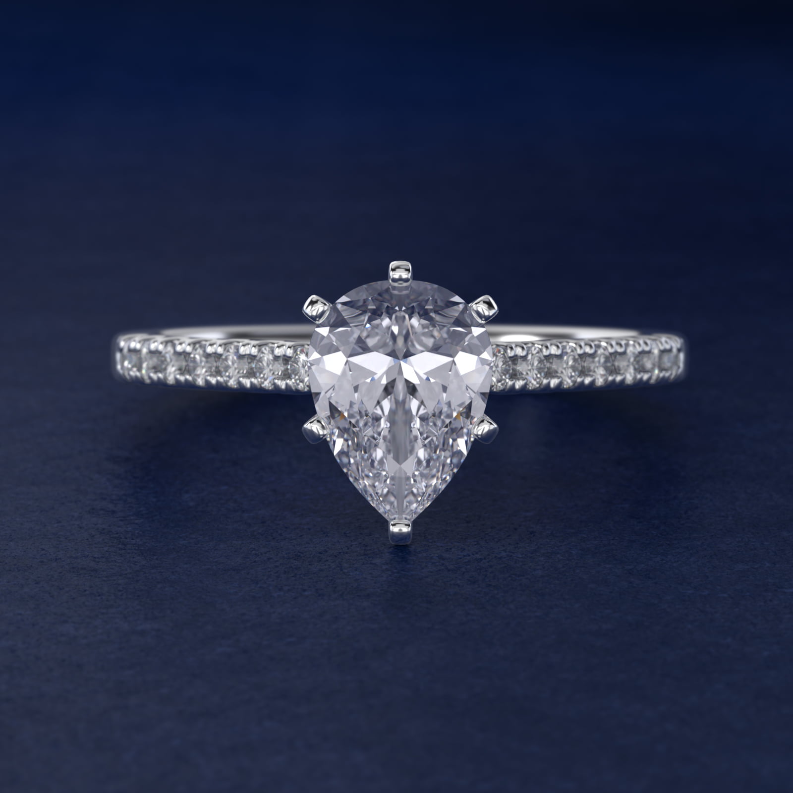 1 5/8 CT. GIA Certified Pear Lab Created Diamond Petite Cathedral Pavé Diamond